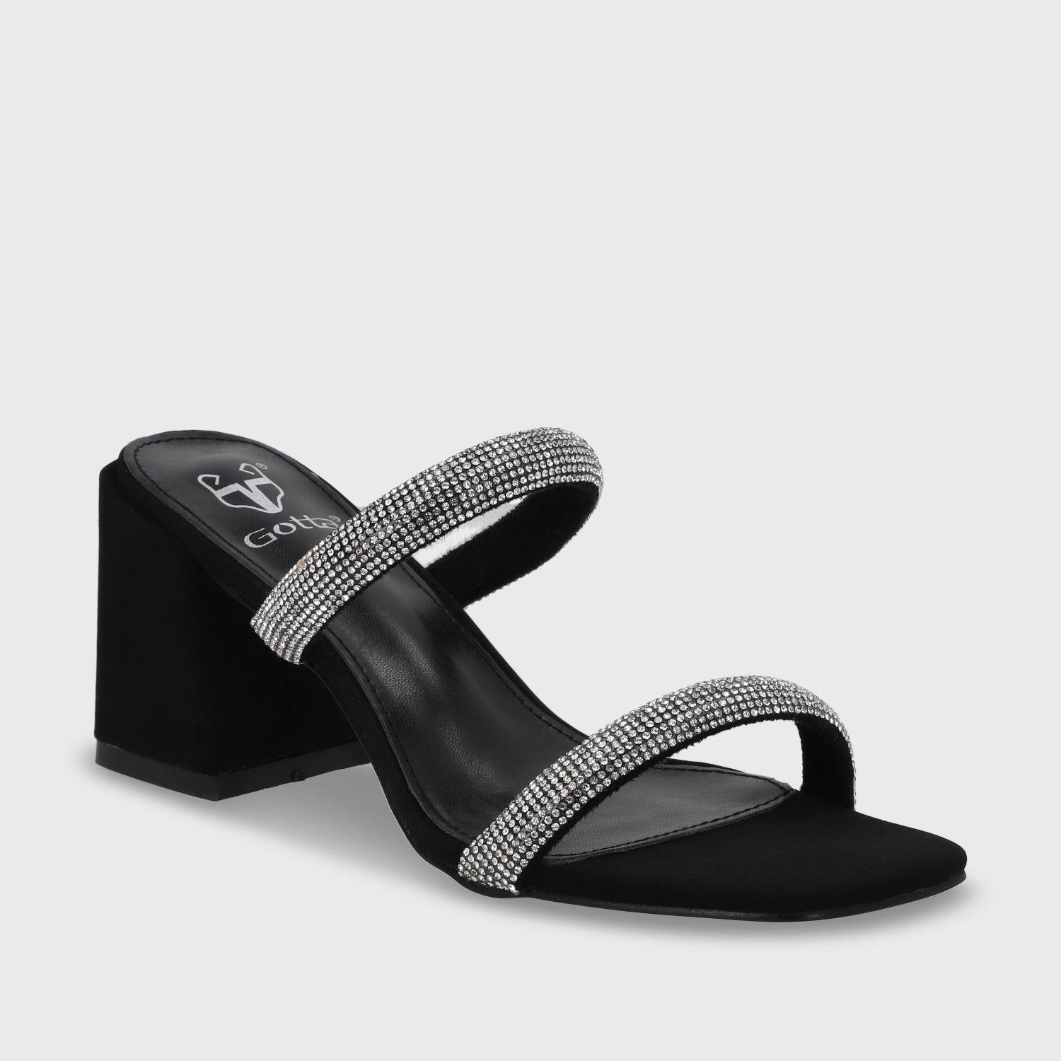 Sandalia Taco Negra Mujer 35133 Gotta-1