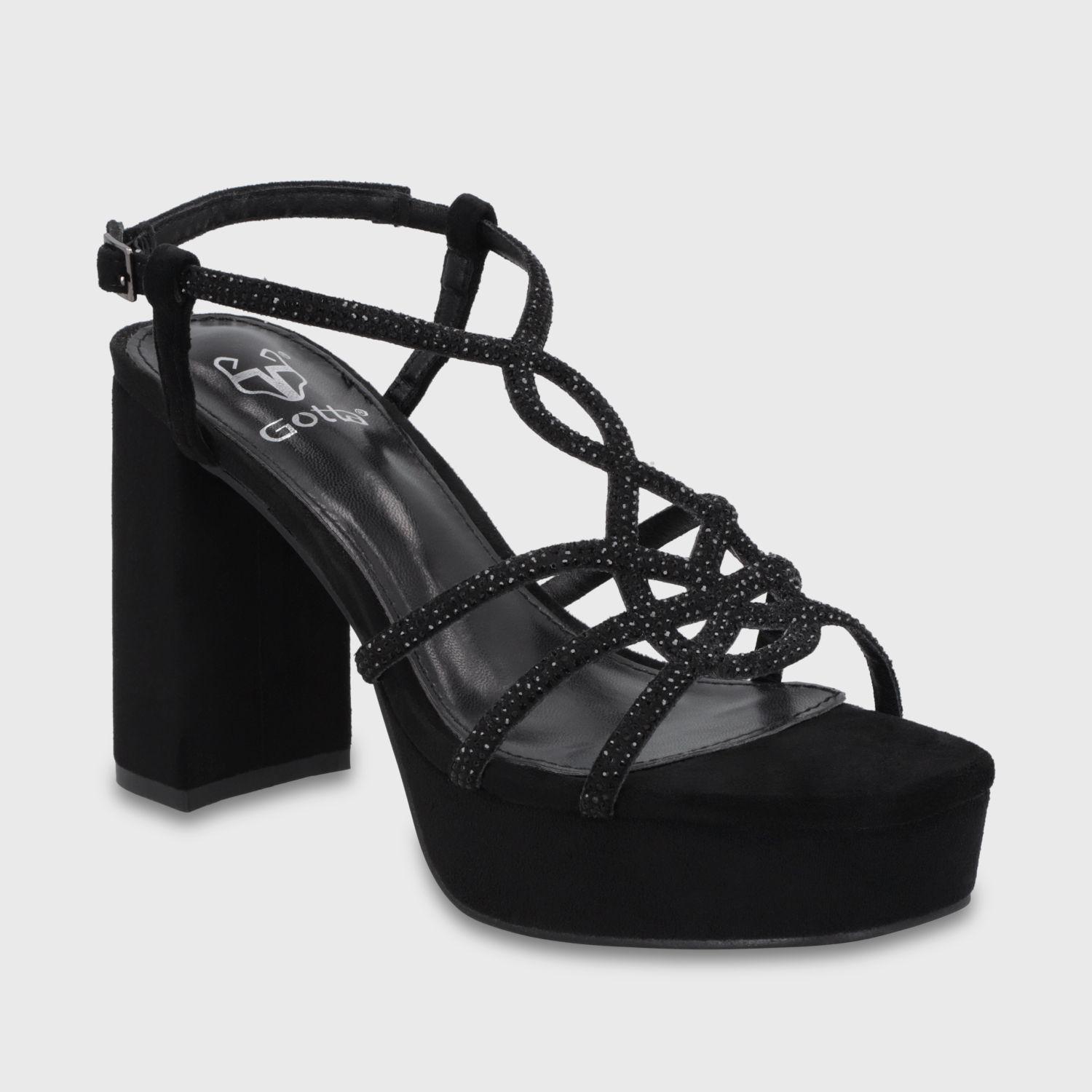 Sandalia Taco Negra Mujer 65911 Gotta-1