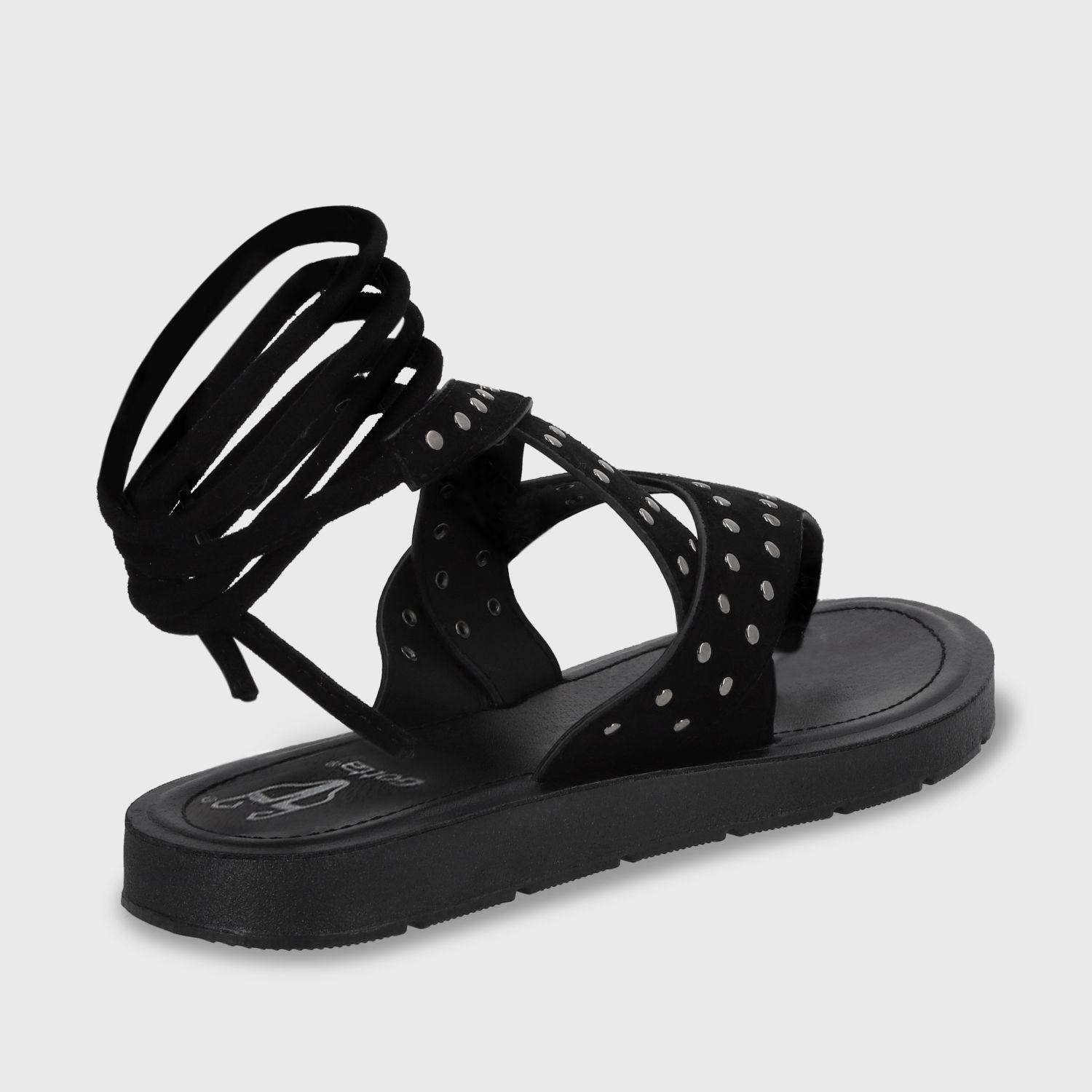 Sandalia Plano Negro Mujer 13257 Gotta-4