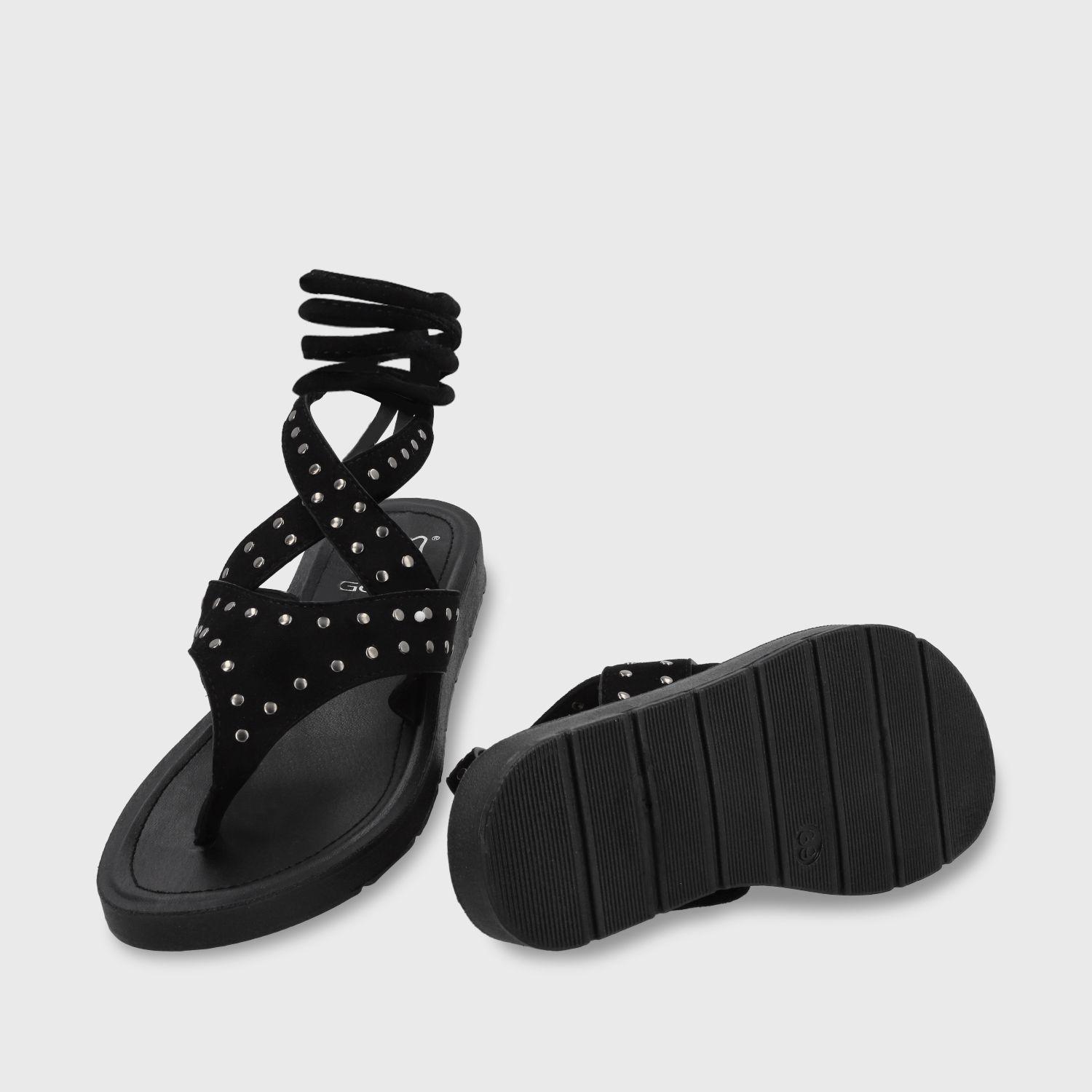 Sandalia Plano Negro Mujer 13257 Gotta-6