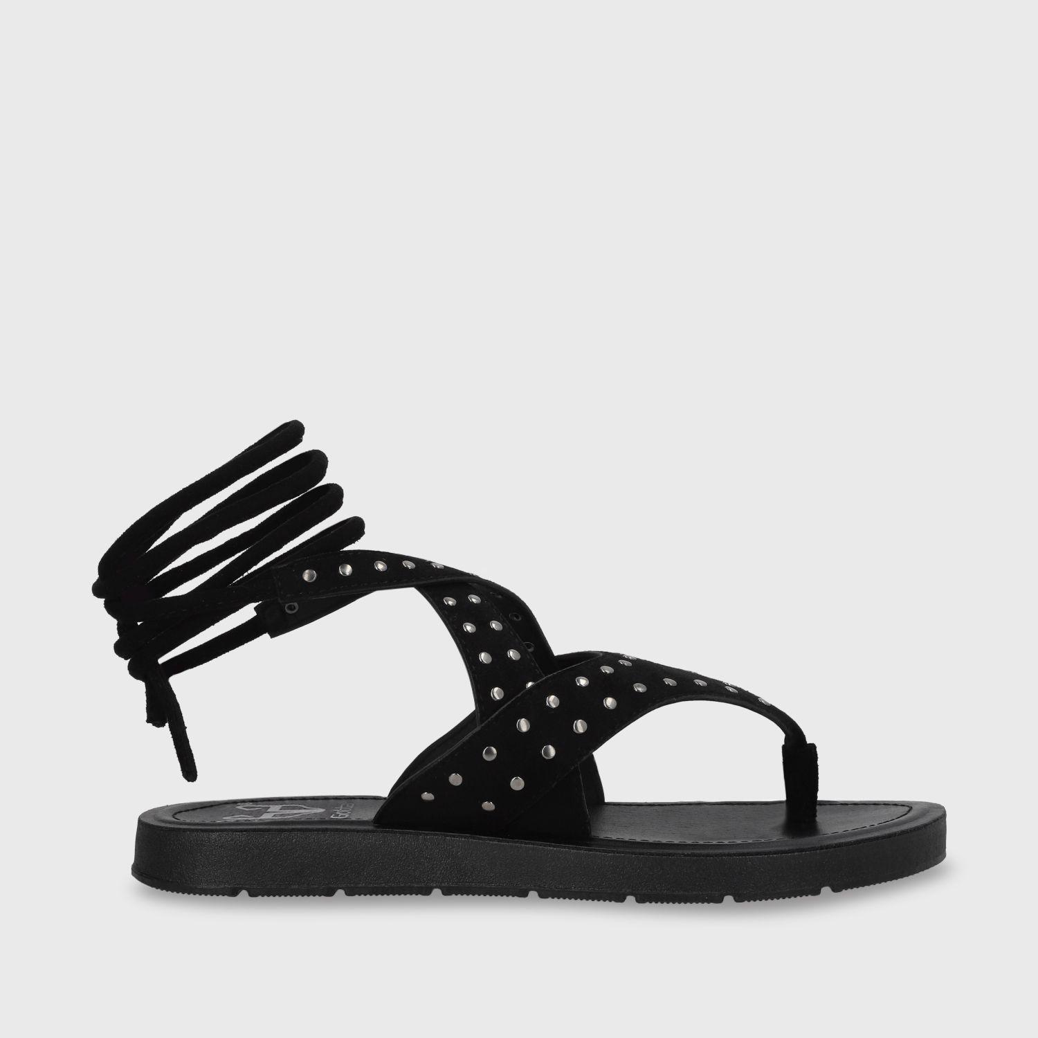 Sandalia Plano Negro Mujer 13257 Gotta-0