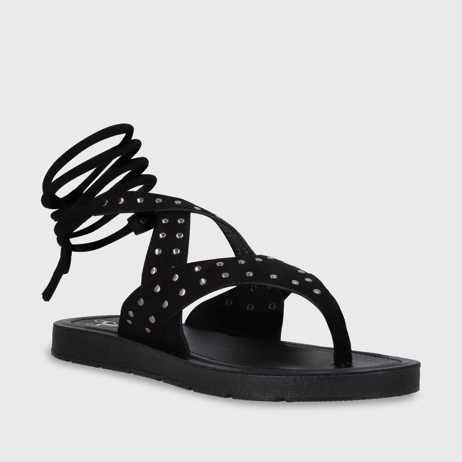Sandalia Plano Negro Mujer 13257 Gotta-1