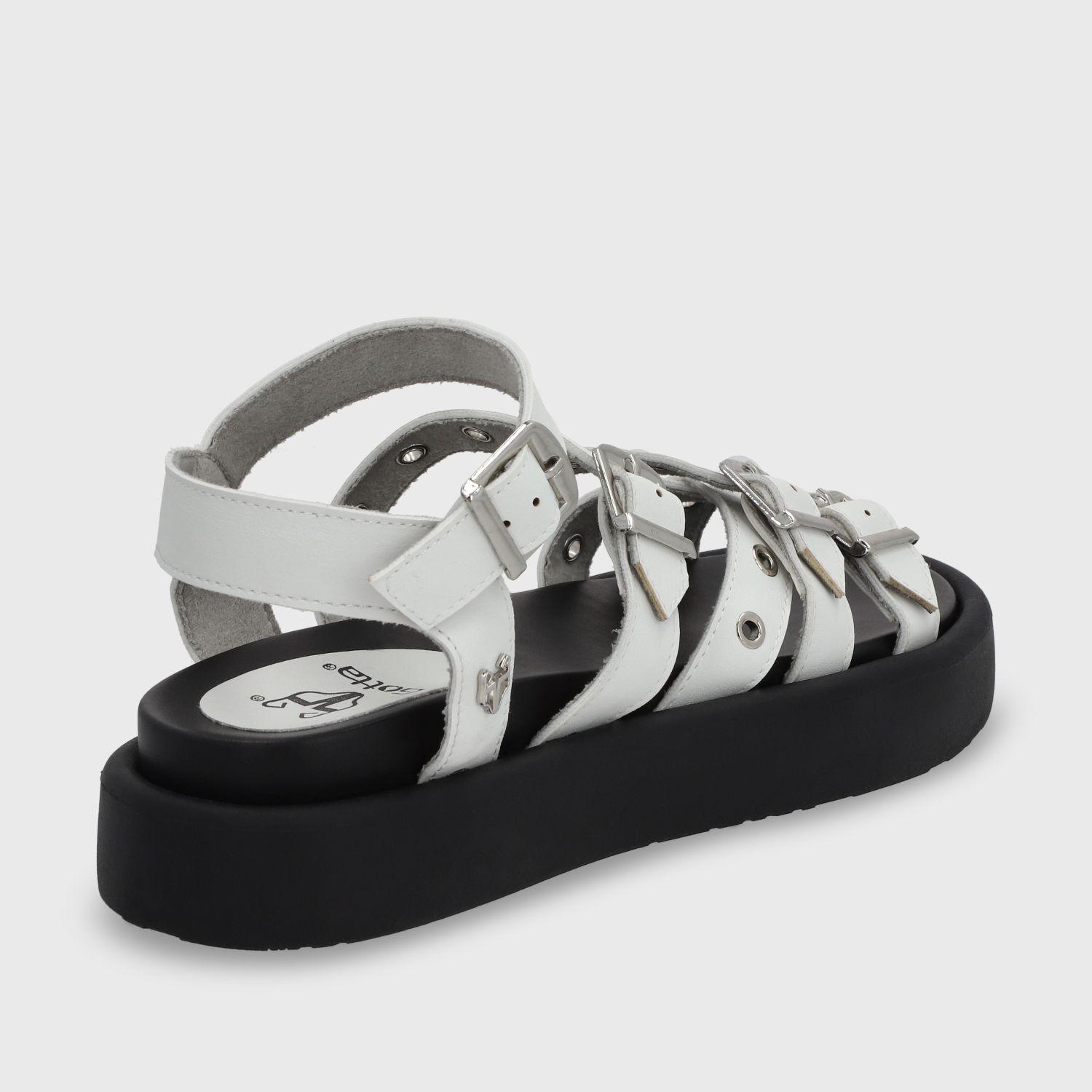 Sandalia Plana Blanca Mujer 55950 Gotta-4