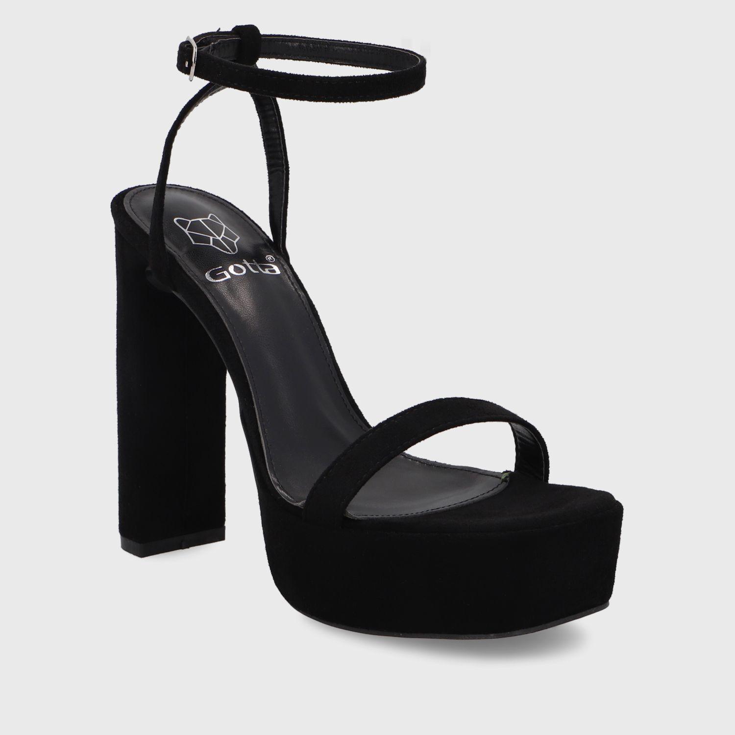 Sandalia Taco Negra Mujer 35101 Gotta-2