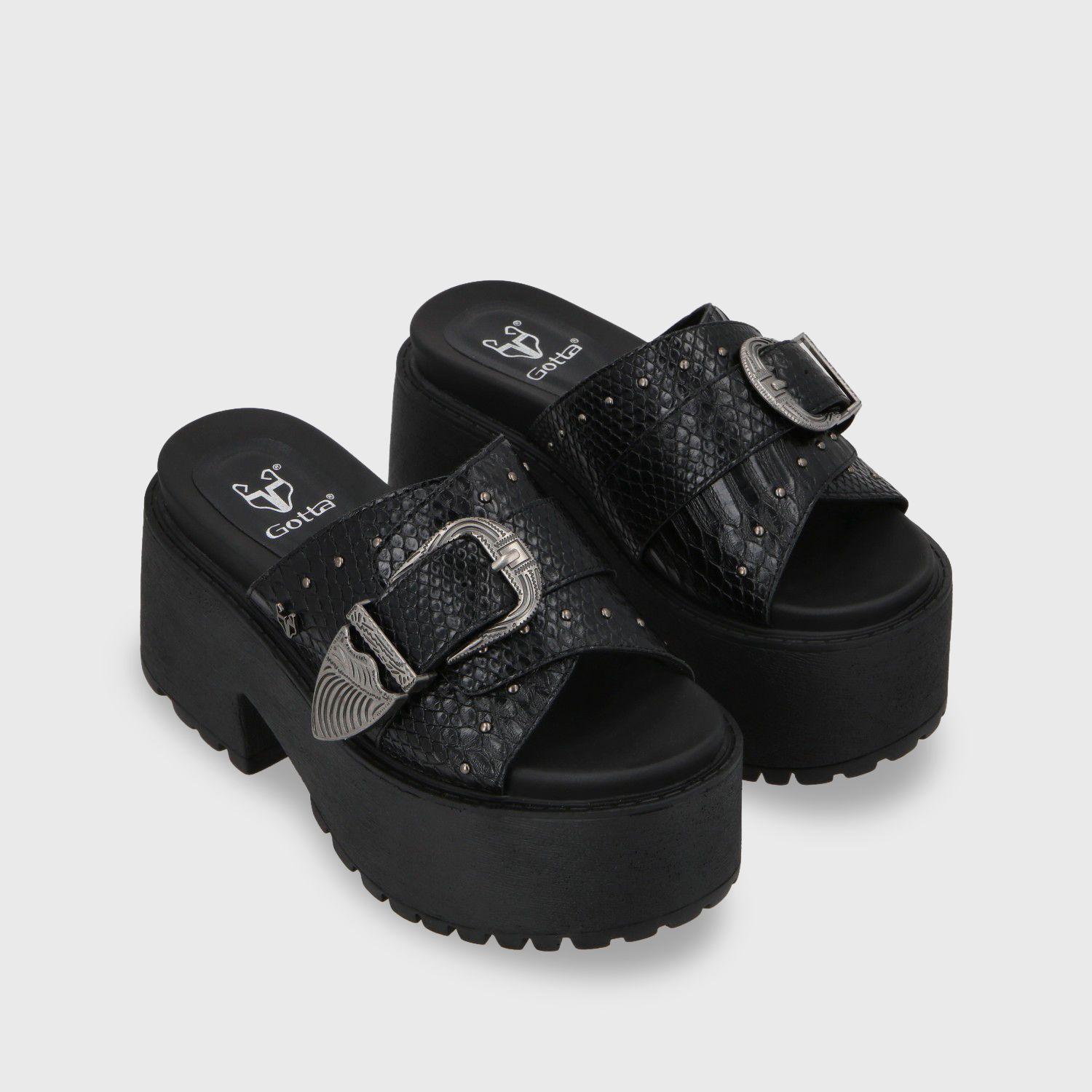 Sandalia Plataforma Negro Mujer 1567D Gotta-2