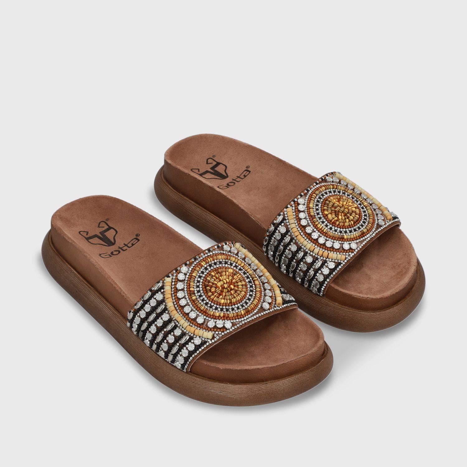Sandalia Plano Beige Mujer 53704 Gotta-2