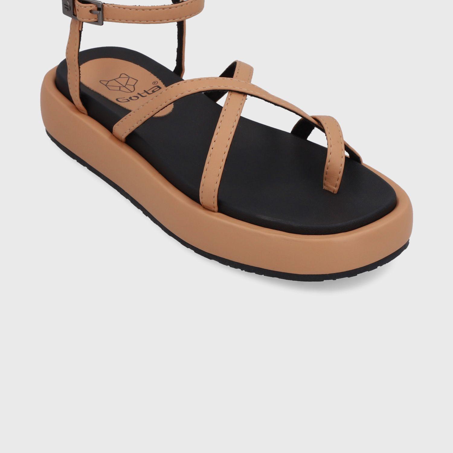 Sandalia Plana Camel  Mujer 35210 Gotta-5