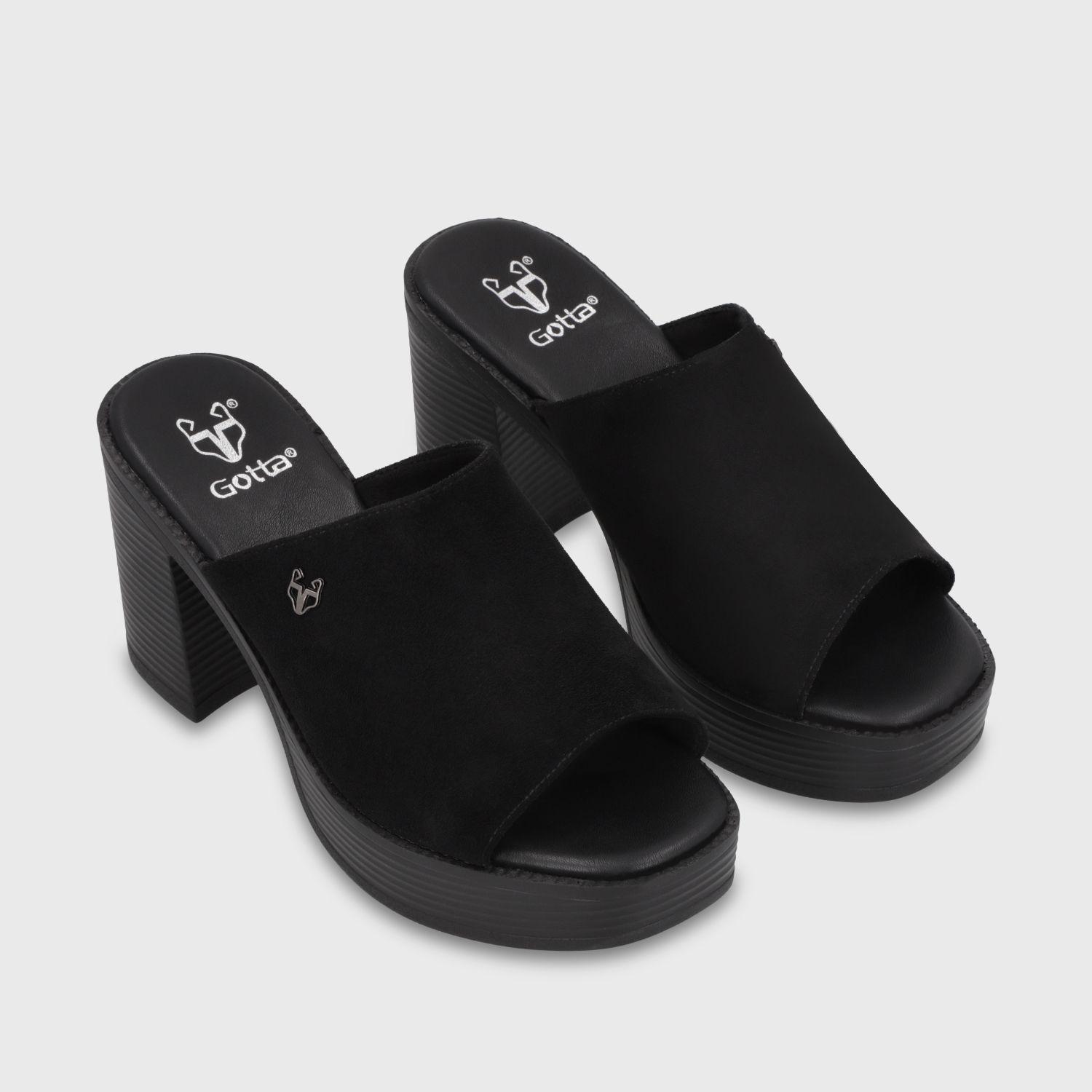 Sandalia Taco Negra Mujer 65920 Gotta-2