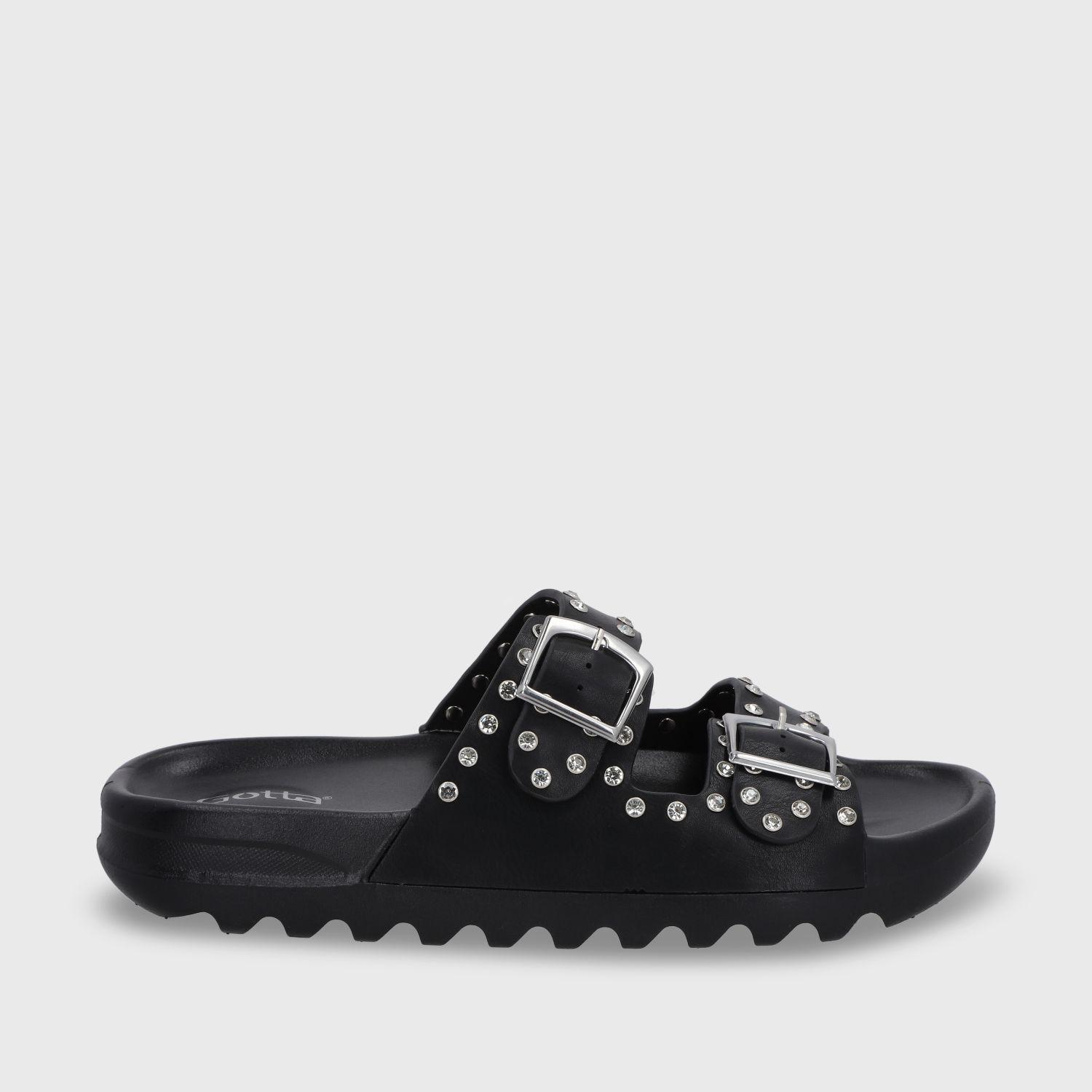 Sandalia Plana Negra Mujer 52060 Gotta-0