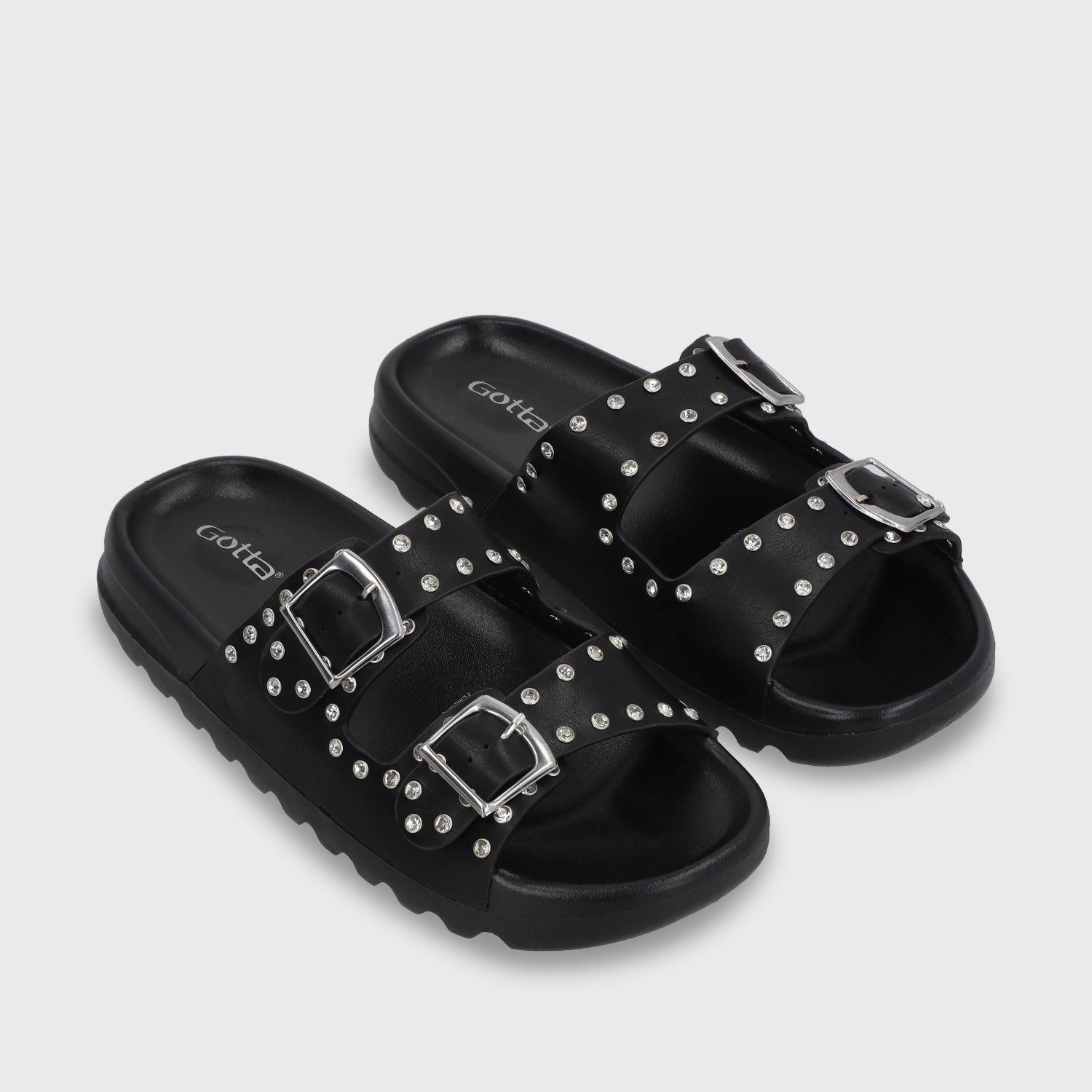 Sandalia Plana Negra Mujer 52060 Gotta-2