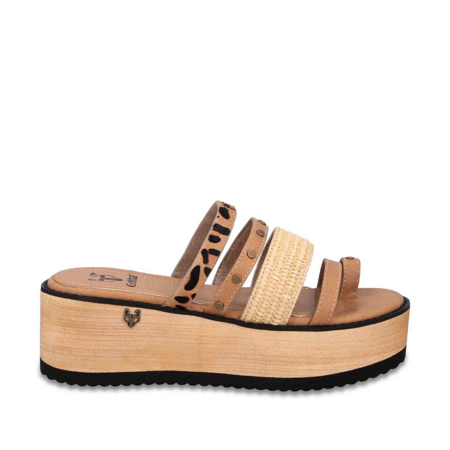 Sandalia Plataforma Beige Mujer 15617 Gotta-0