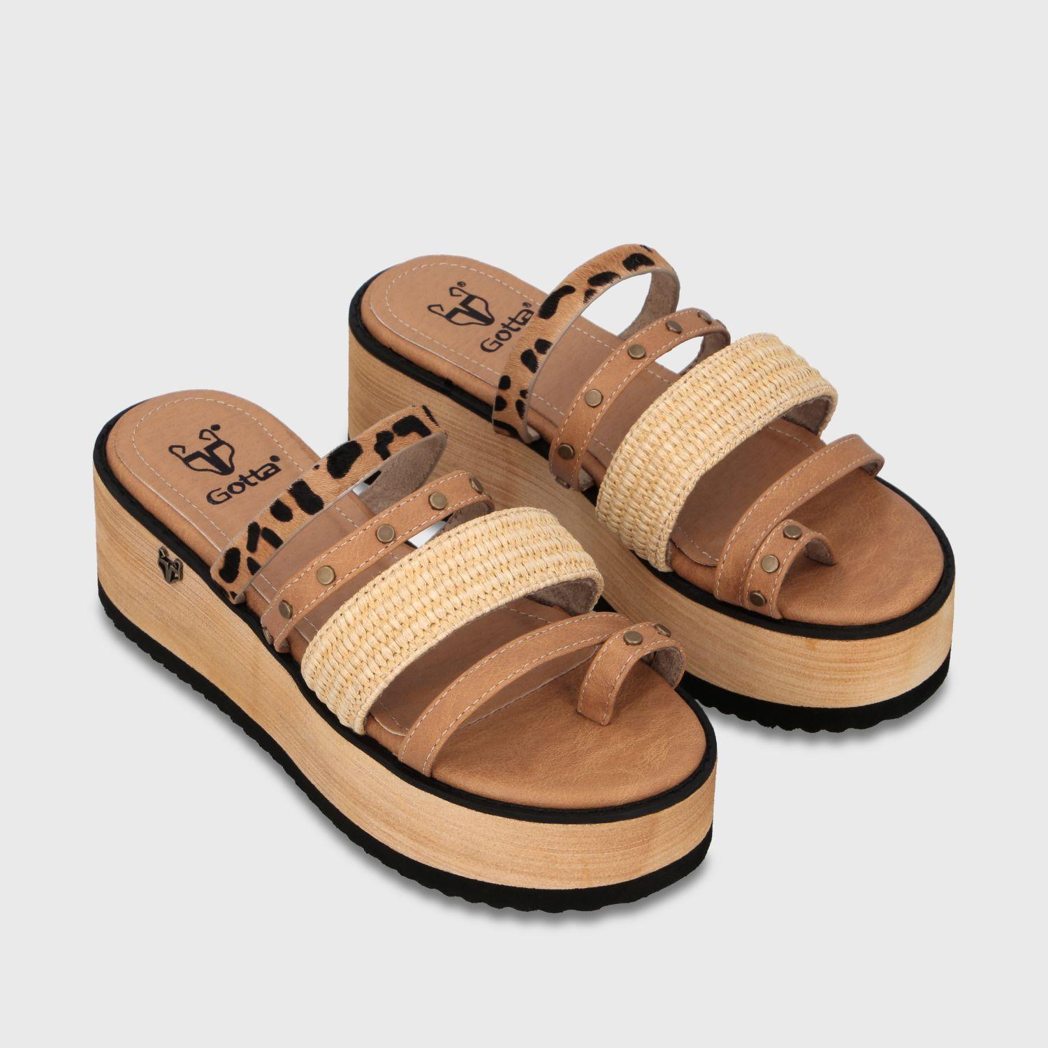 Sandalia Plataforma Beige Mujer 15617 Gotta-2