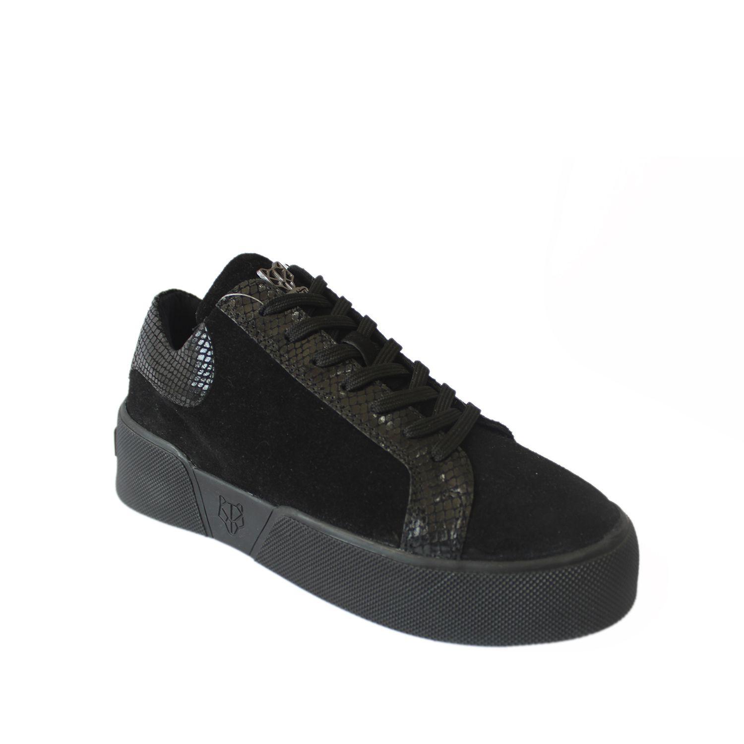 Zapatilla Negra Cuero Mujer 18512 Gotta-1