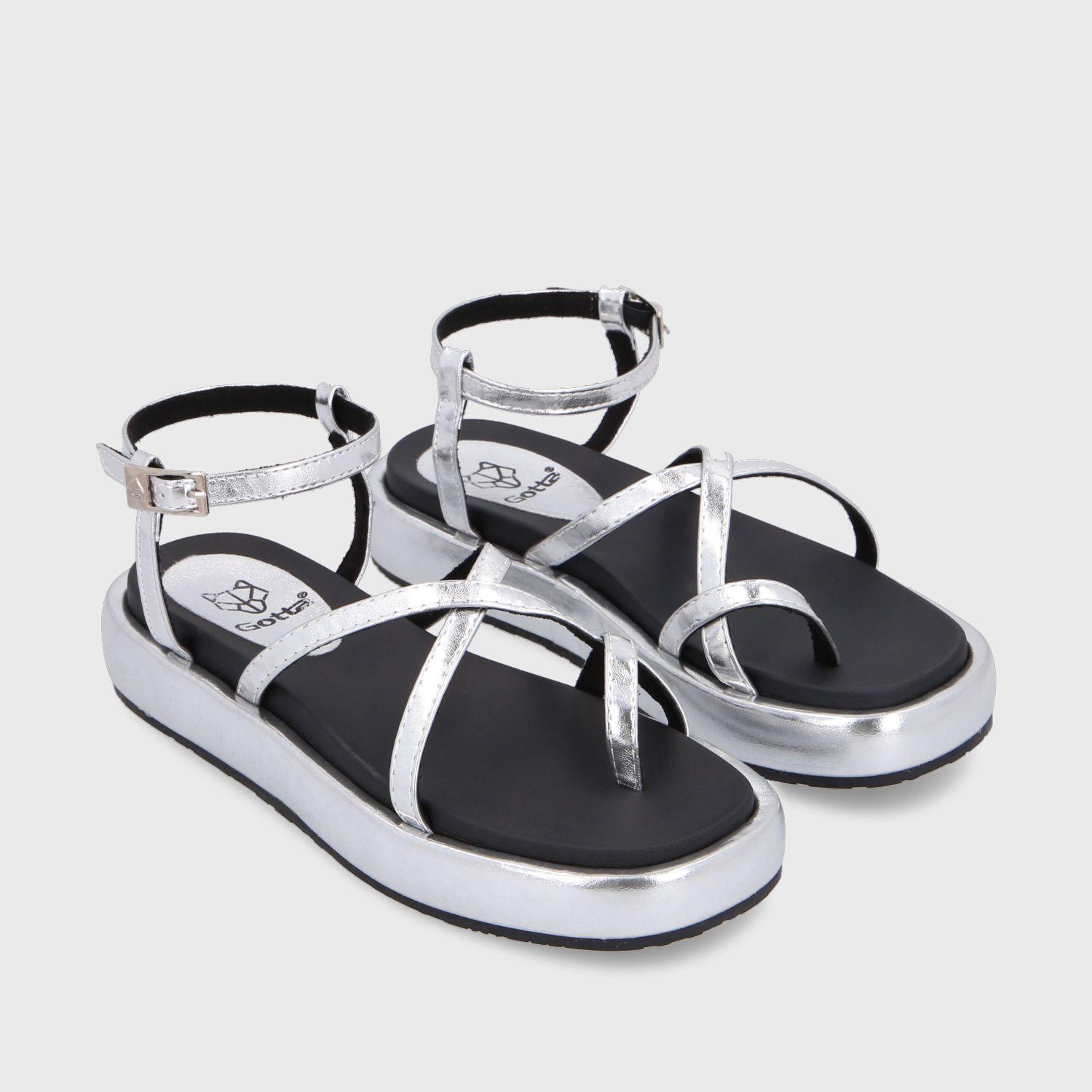 Sandalia Plana Plateada Mujer 35210 Gotta-3