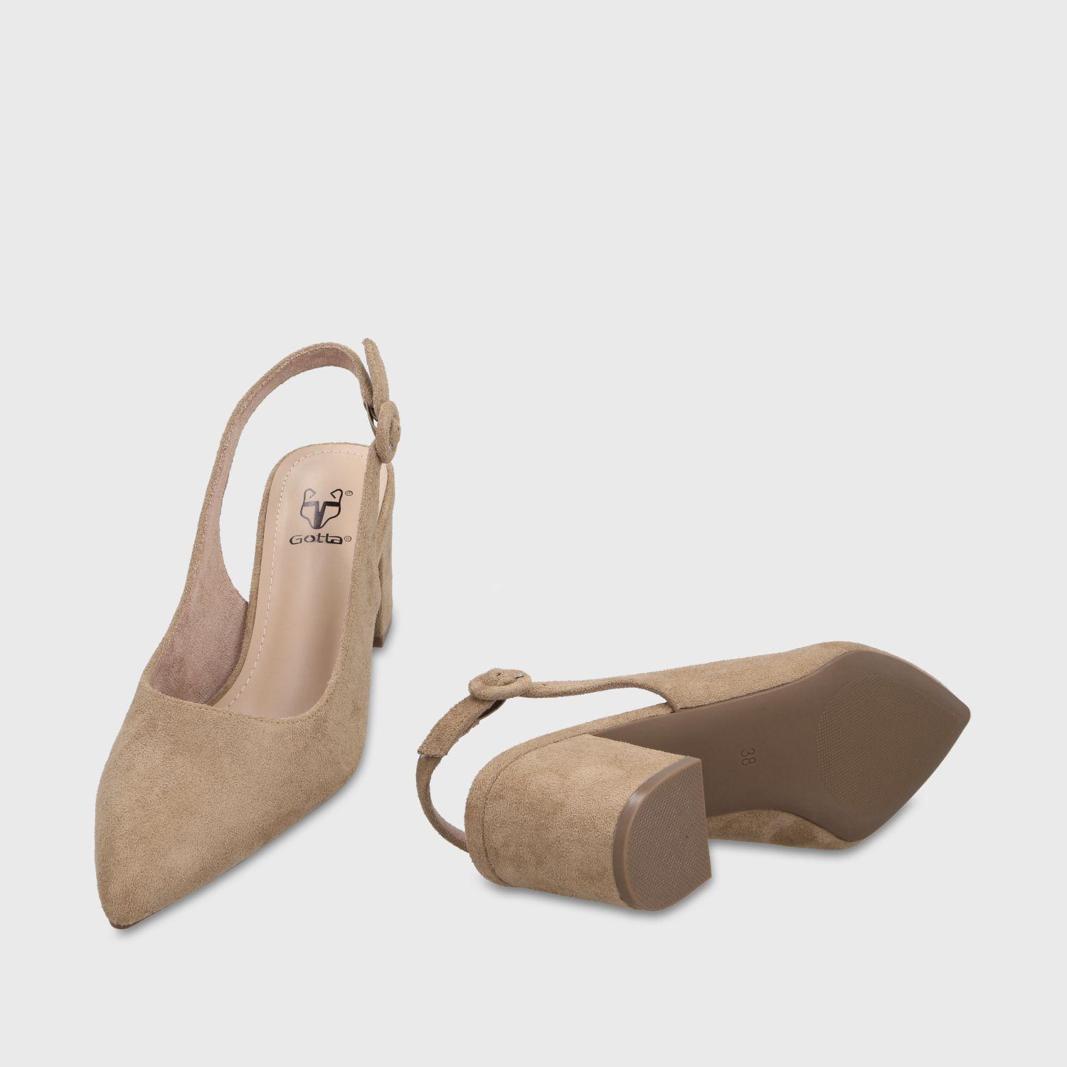 Zapato Taco Beige Mujer 64040 Gotta-6