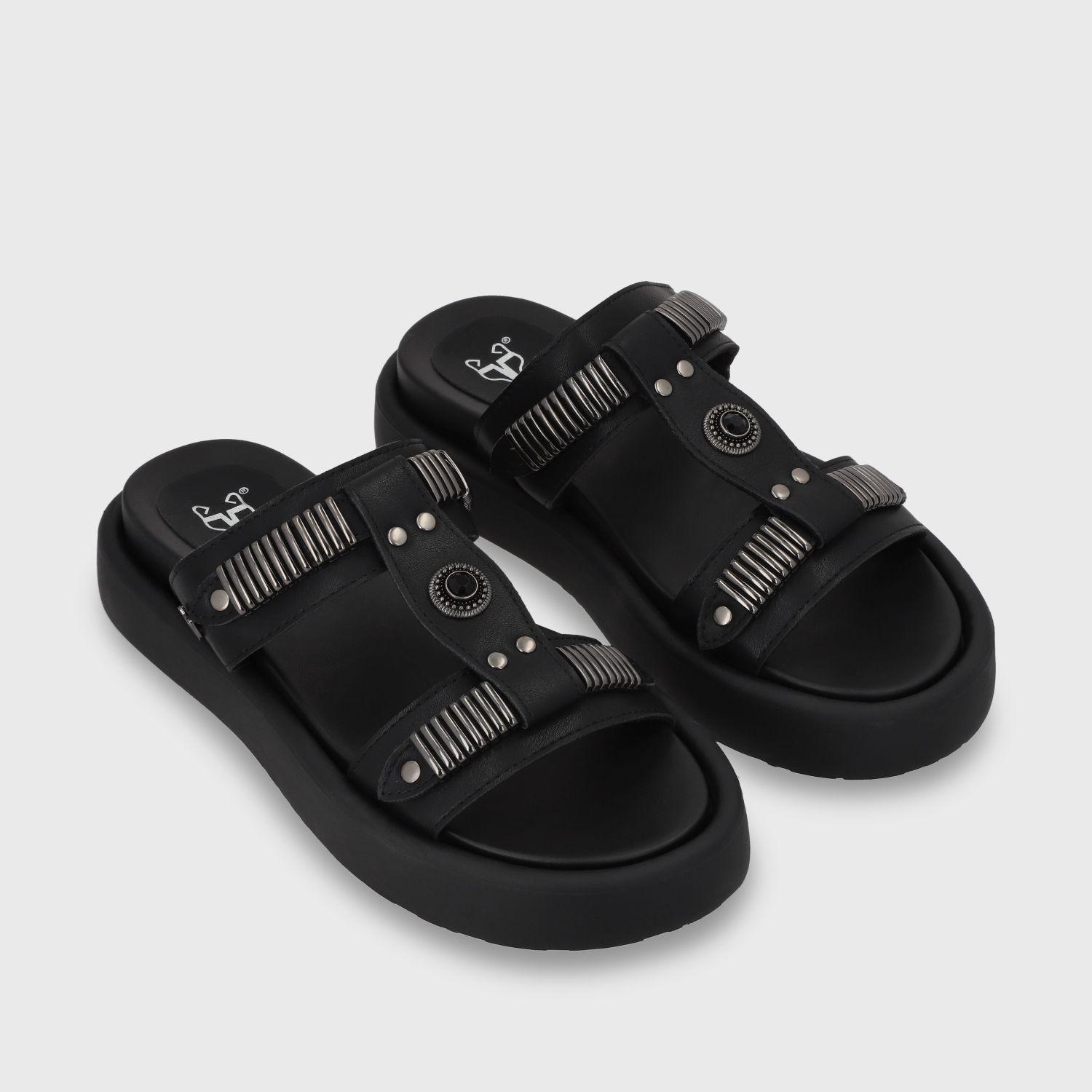 Sandalia Plana Negra Mujer 55951 Gotta-2