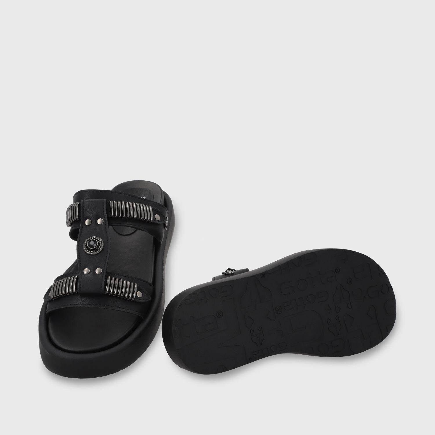 Sandalia Plana Negra Mujer 55951 Gotta-6