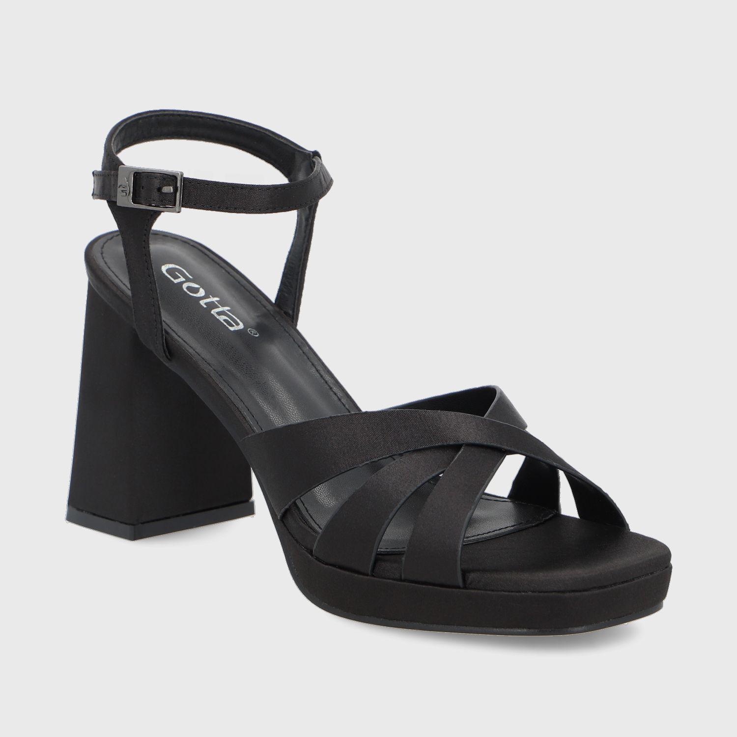 Sandalia Taco Negra  Mujer 45902 Gotta-1