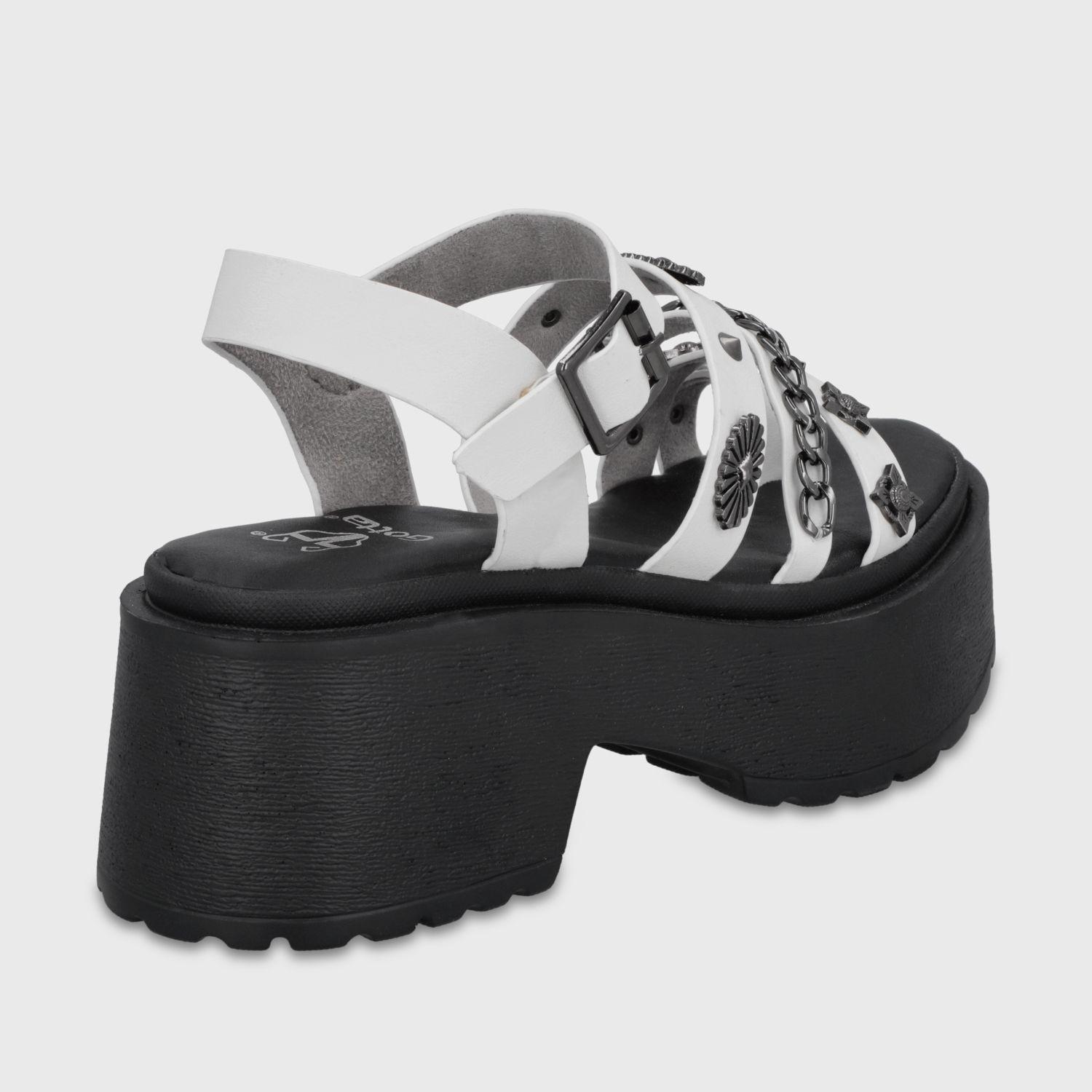 Sandalia Plataforma Tachas Blanca Mujer 45982 Gotta-4