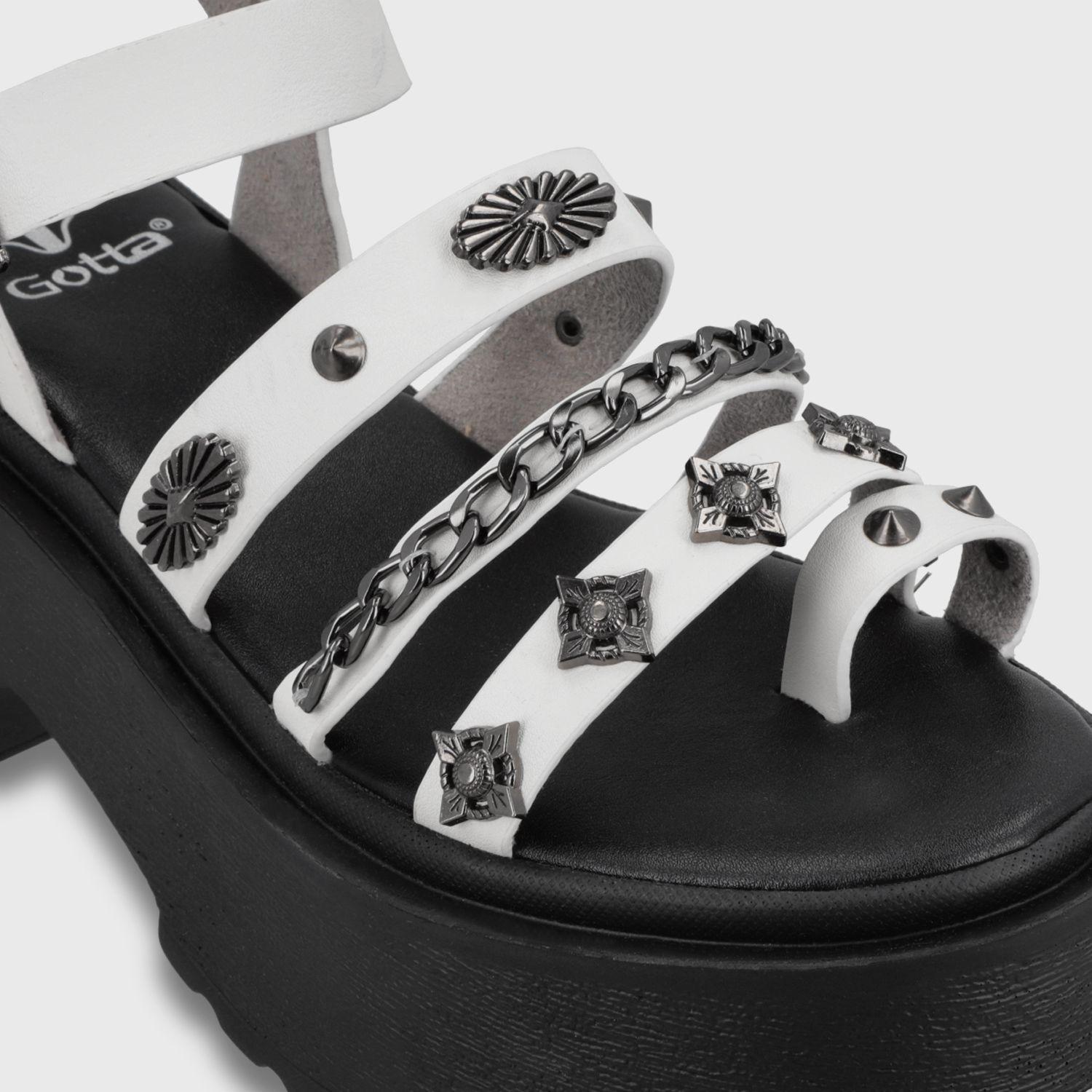 Sandalia Plataforma Tachas Blanca Mujer 45982 Gotta-5