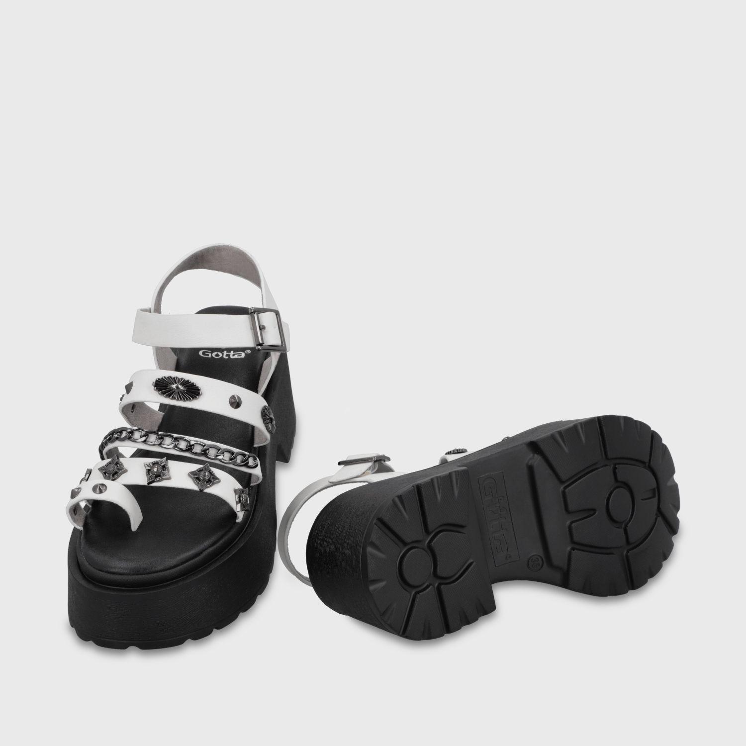 Sandalia Plataforma Tachas Blanca Mujer 45982 Gotta-6