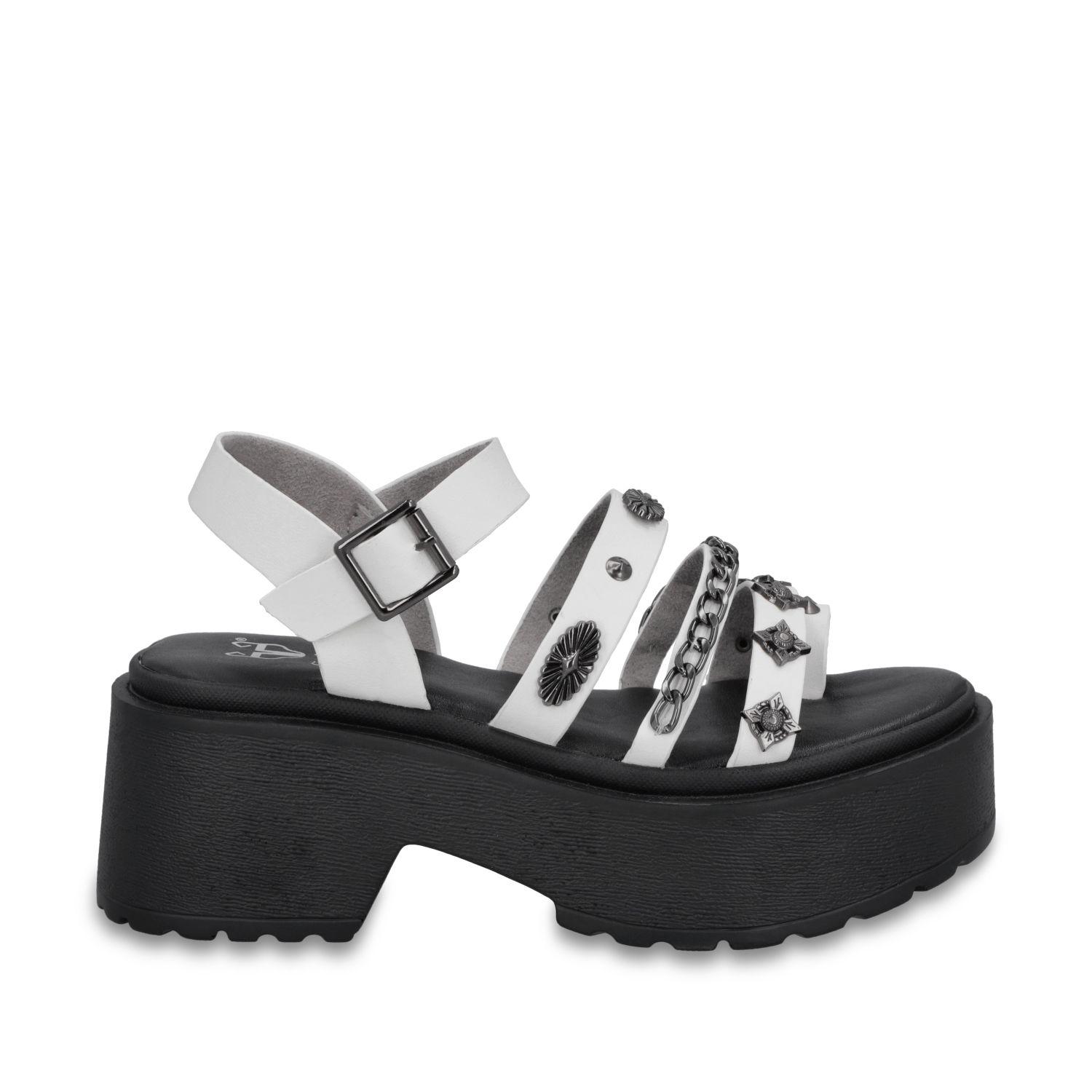 Sandalia Plataforma Tachas Blanca Mujer 45982 Gotta-0