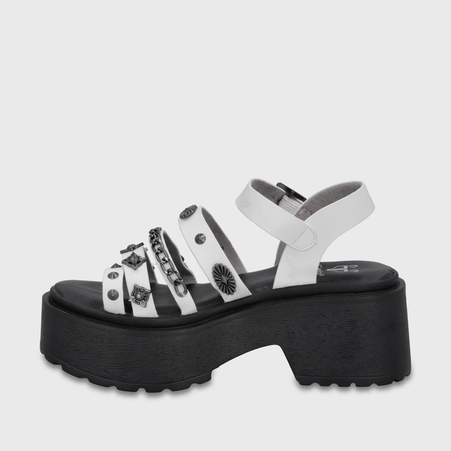 Sandalia Plataforma Tachas Blanca Mujer 45982 Gotta-3