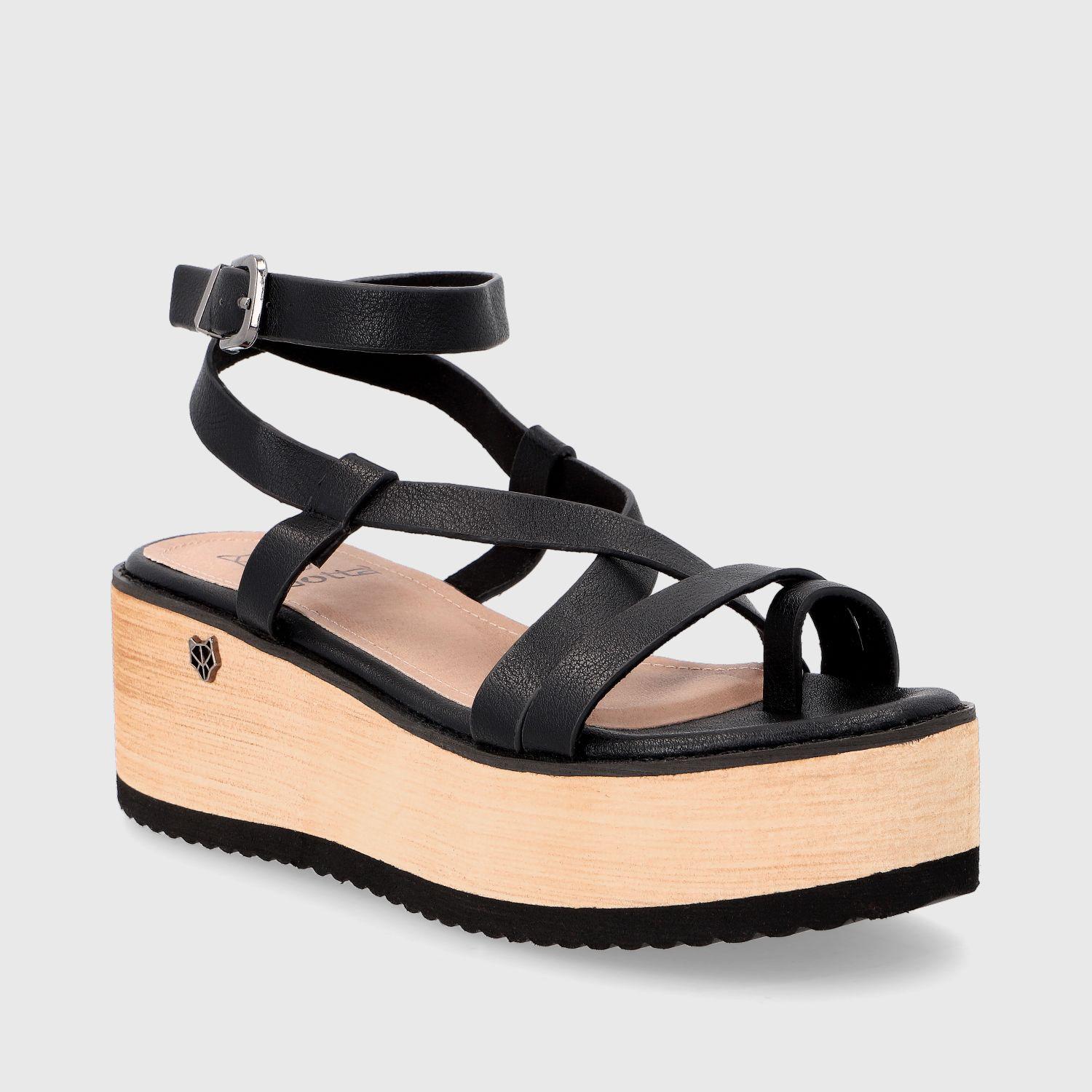 Sandalia Plataforma Negra Mujer 15615 Gotta-1