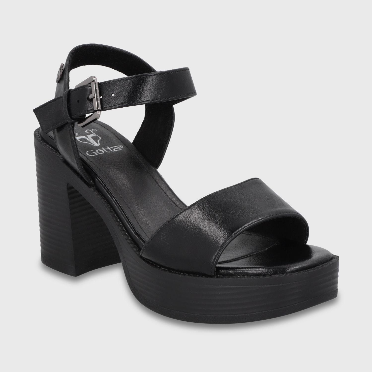 Sandalia Taco Negra Mujer 65922 Gotta-1