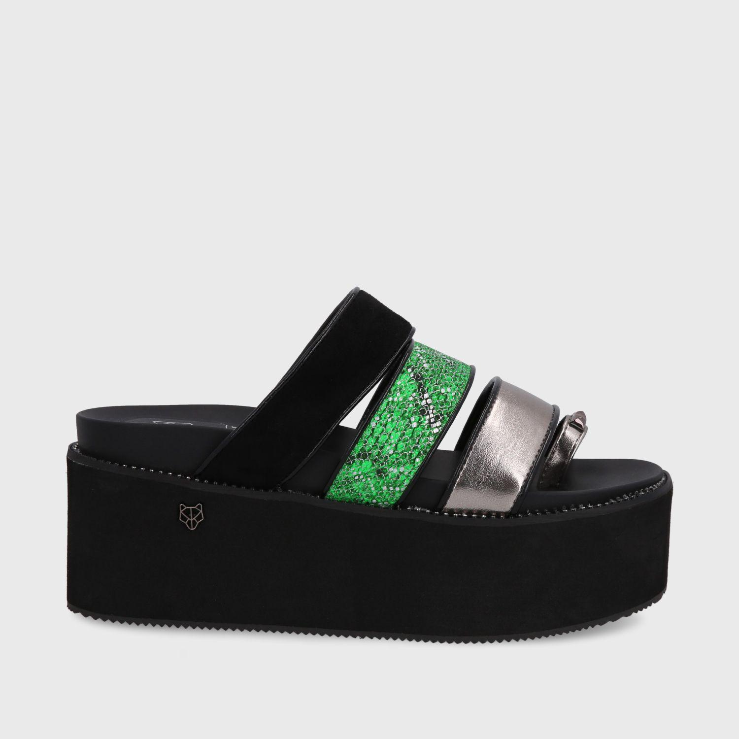 Sandalia Plataforma Multicolor Verde Mujer 15662 Gotta-0