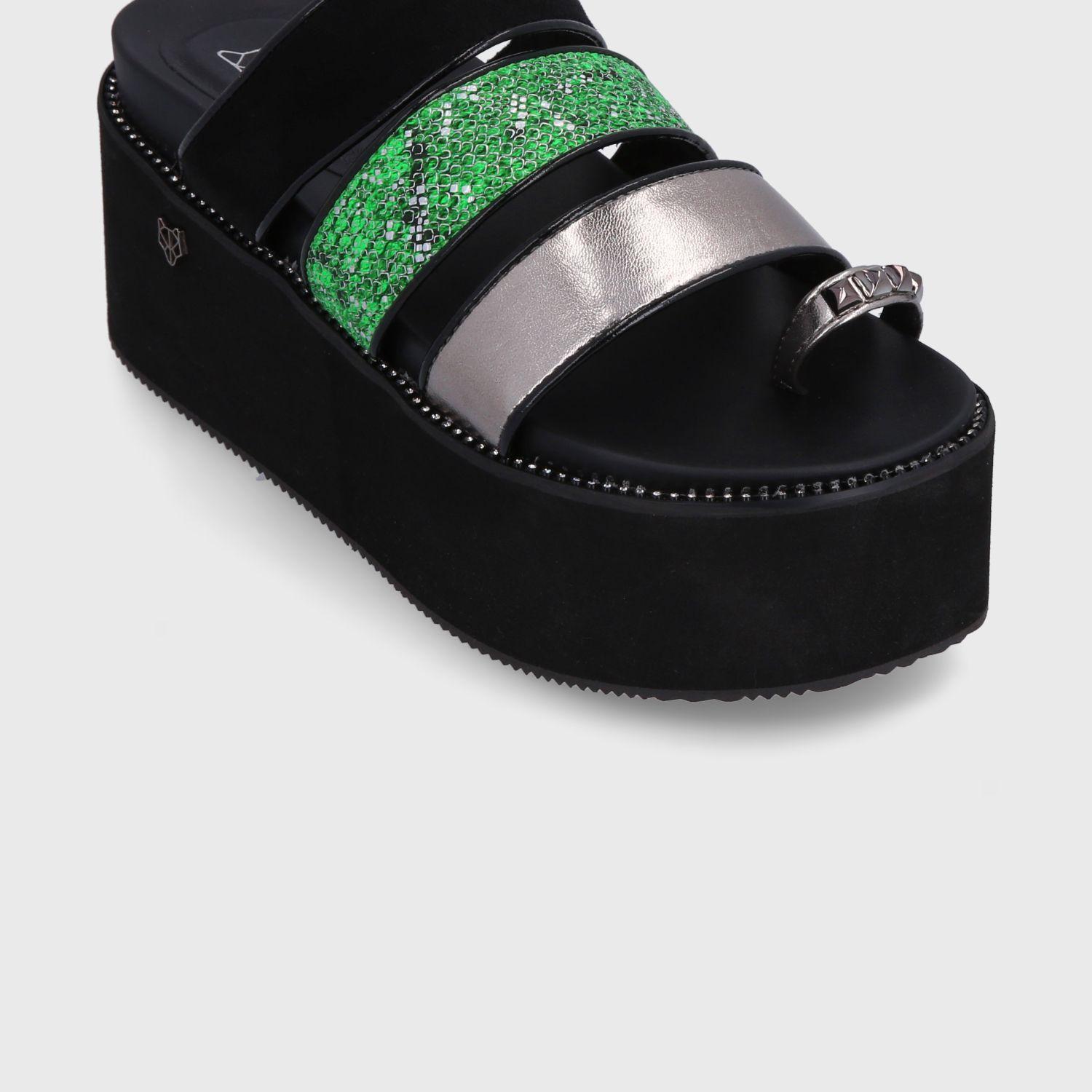 Sandalia Plataforma Multicolor Verde Mujer 15662 Gotta-5