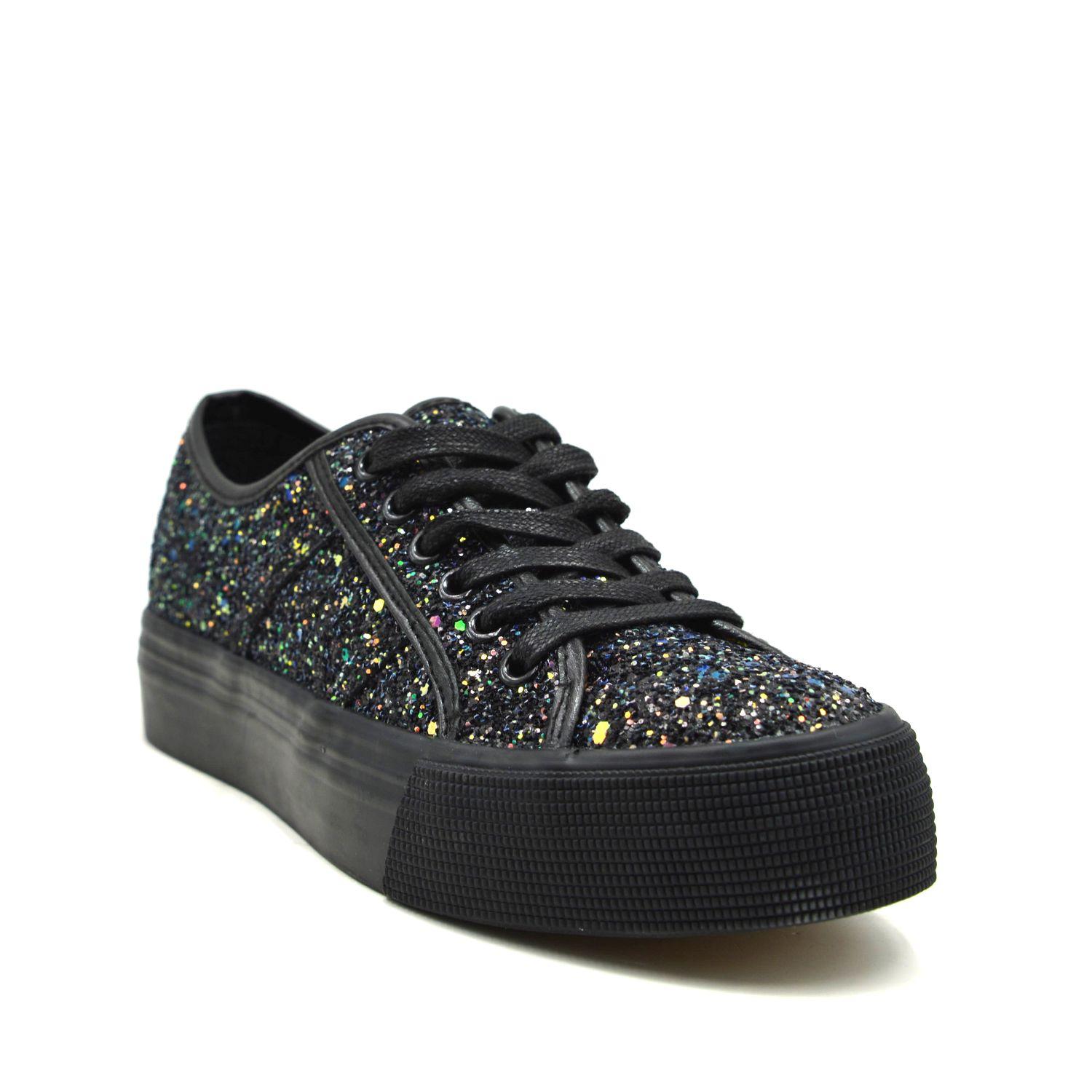 Zapatilla Negra Glitter 85Mujer 13501 Gotta-1
