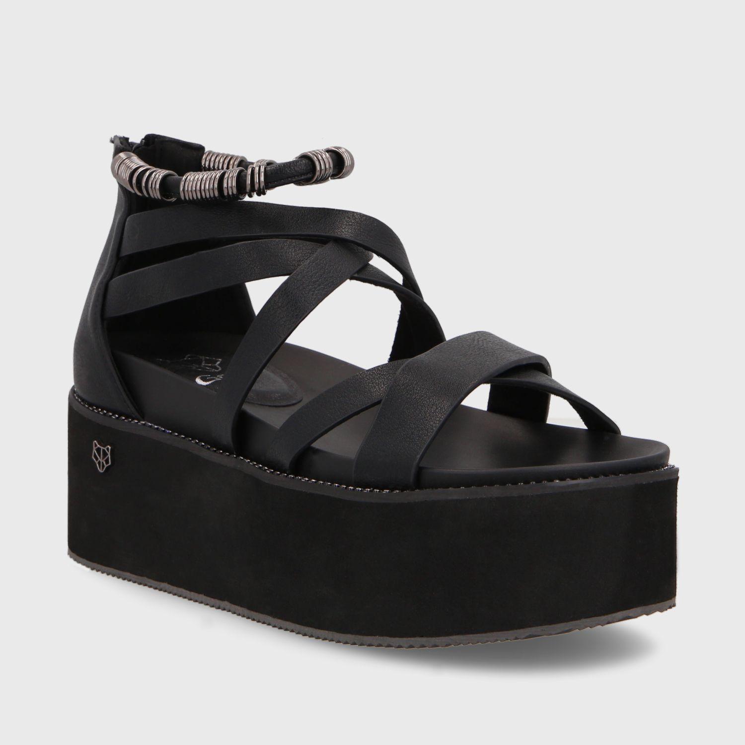 Sandalia Plataforma Negra Mujer 15669 Gotta-1