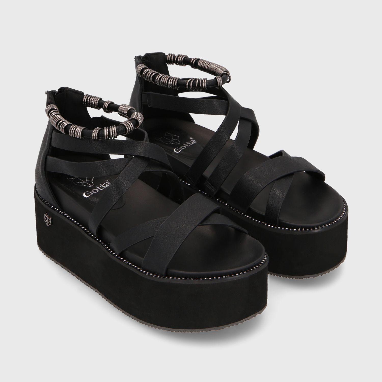 Sandalia Plataforma Negra Mujer 15669 Gotta-2