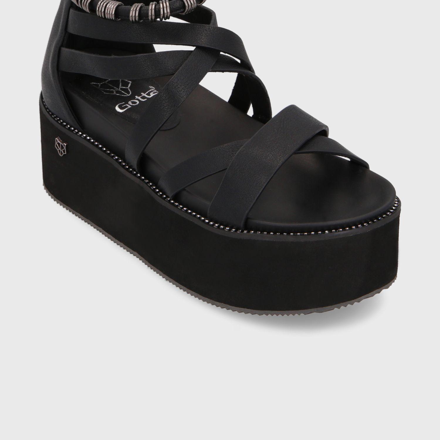 Sandalia Plataforma Negra Mujer 15669 Gotta-5