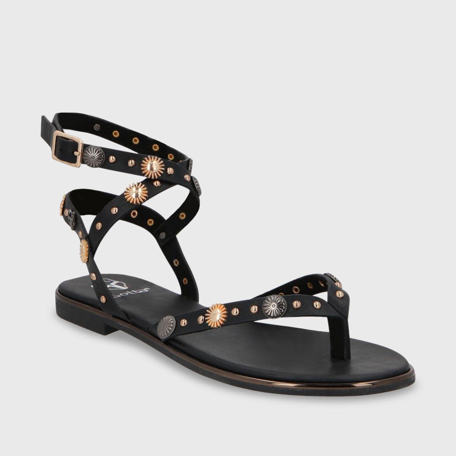 Sandalia Plano Negro Mujer 55211 Gotta-5