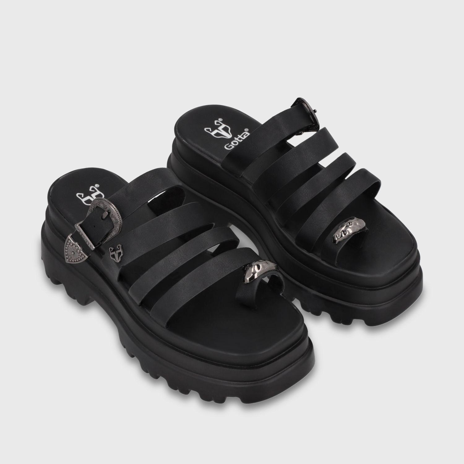 Sandalia Plataforma Negra Mujer 45732 Gotta-2