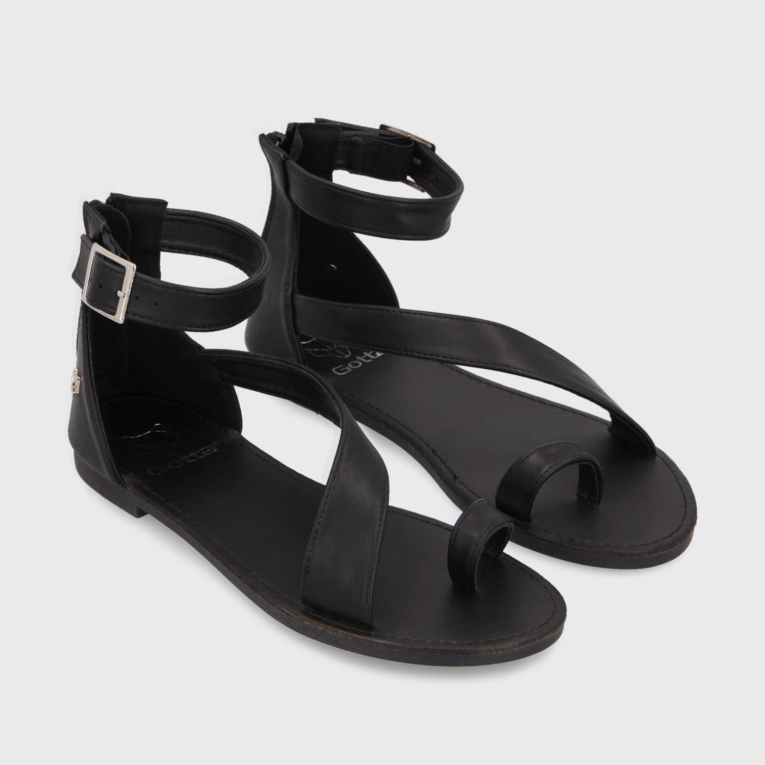 Sandalia Plana Negra Mujer 33711 Gotta-2