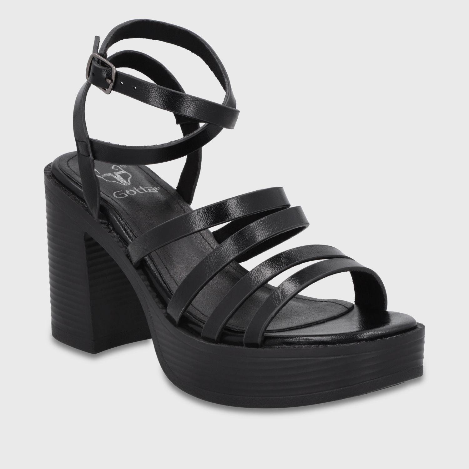 Sandalia Taco Negra Mujer 65921 Gotta-1