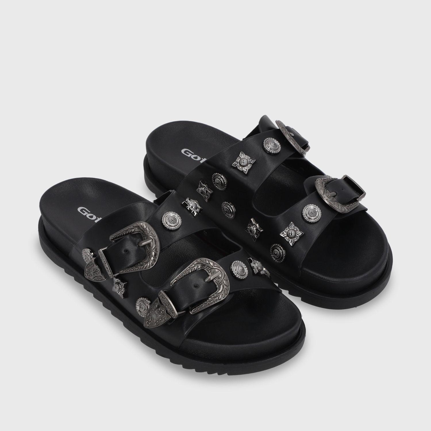Sandalia Plana Negra Mujer 52050 Gotta-2