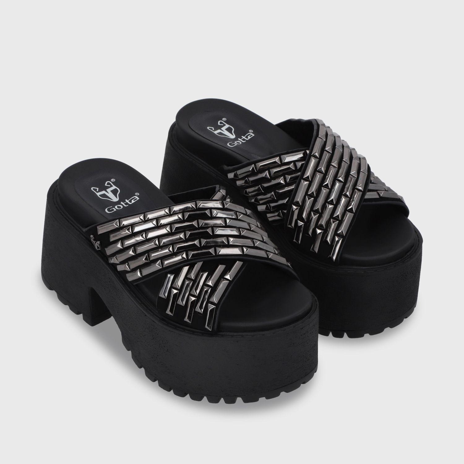 Sandalia Plataforma Negro Mujer 1567C Gotta-2