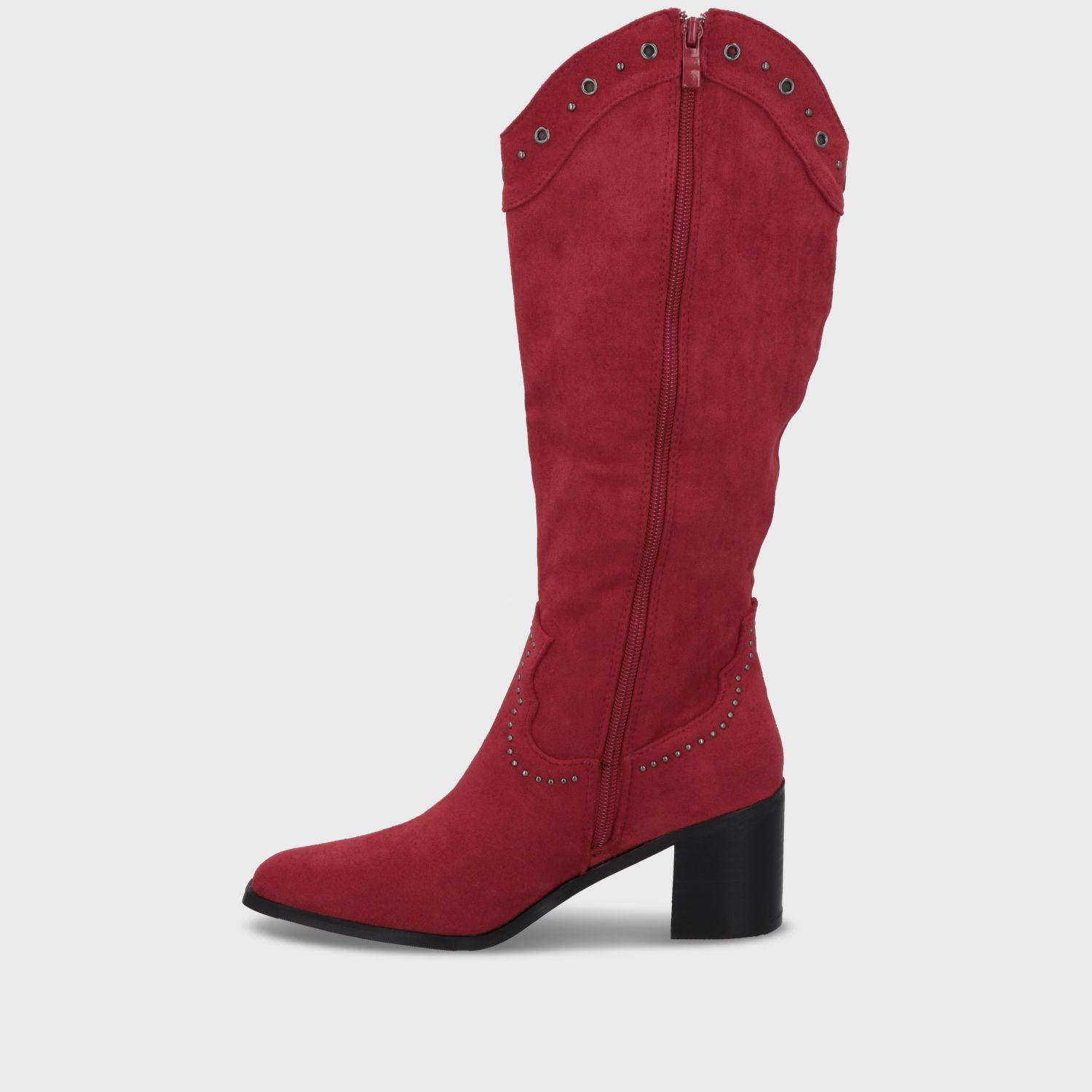 Bota Taco Roja Mujer 55301 Gotta-3