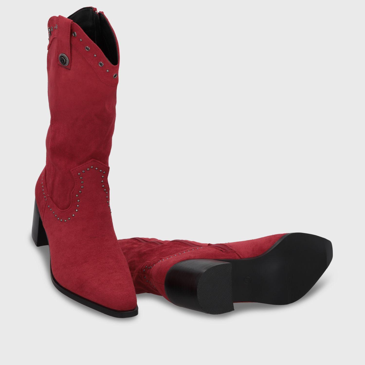 Bota Taco Roja Mujer 55301 Gotta-6