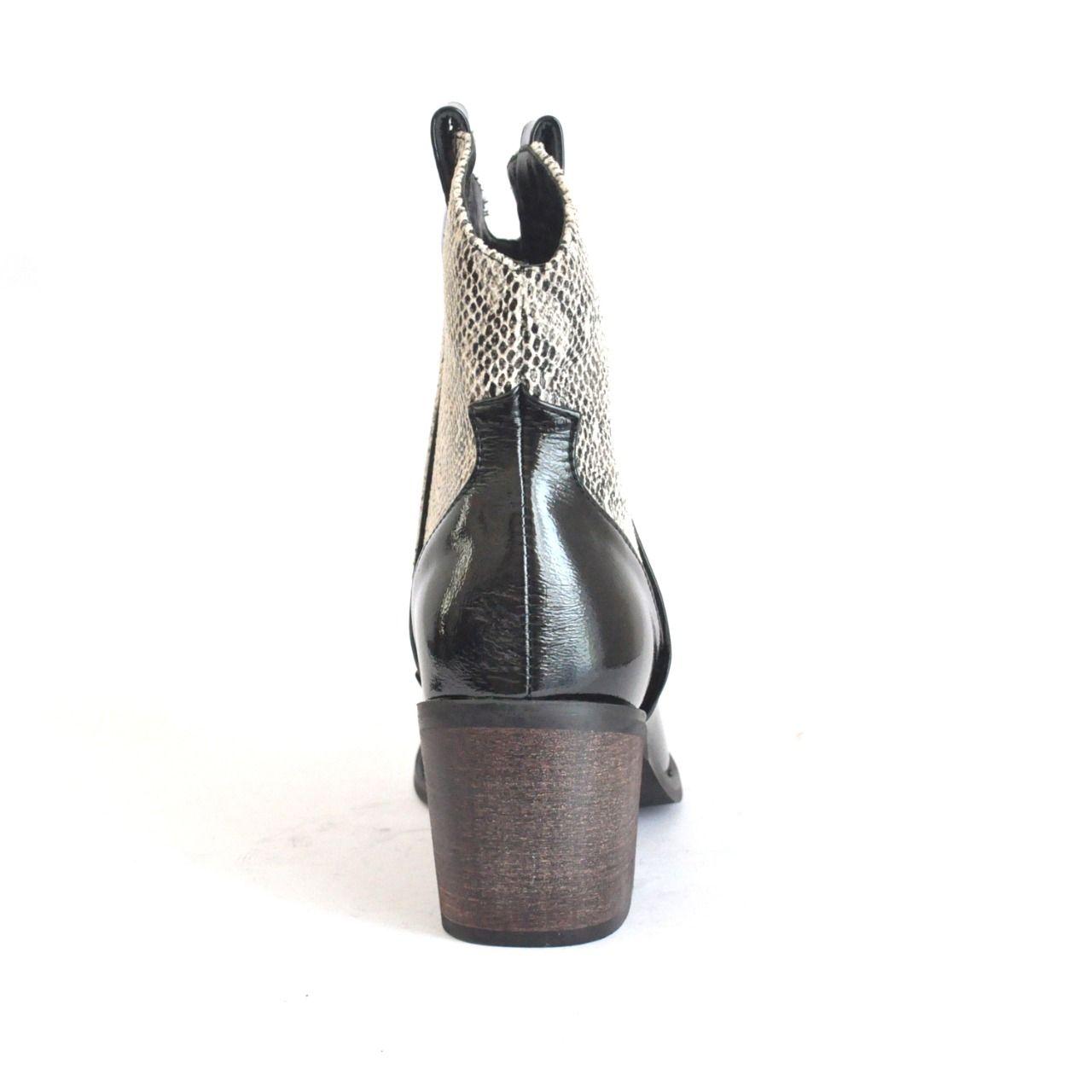 Botín Negro Animal Print Mujer C7306 Gotta-1
