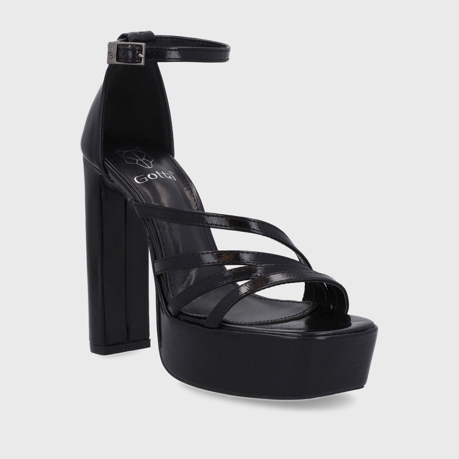 Sandalia Taco Charol Negra Mujer 35102 Gotta-1