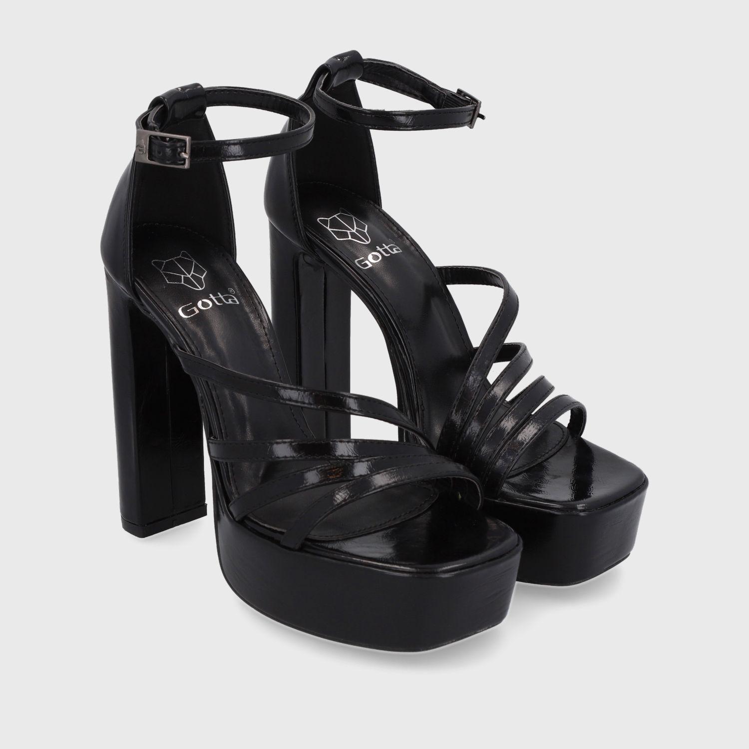 Sandalia Taco Charol Negra Mujer 35102 Gotta-2