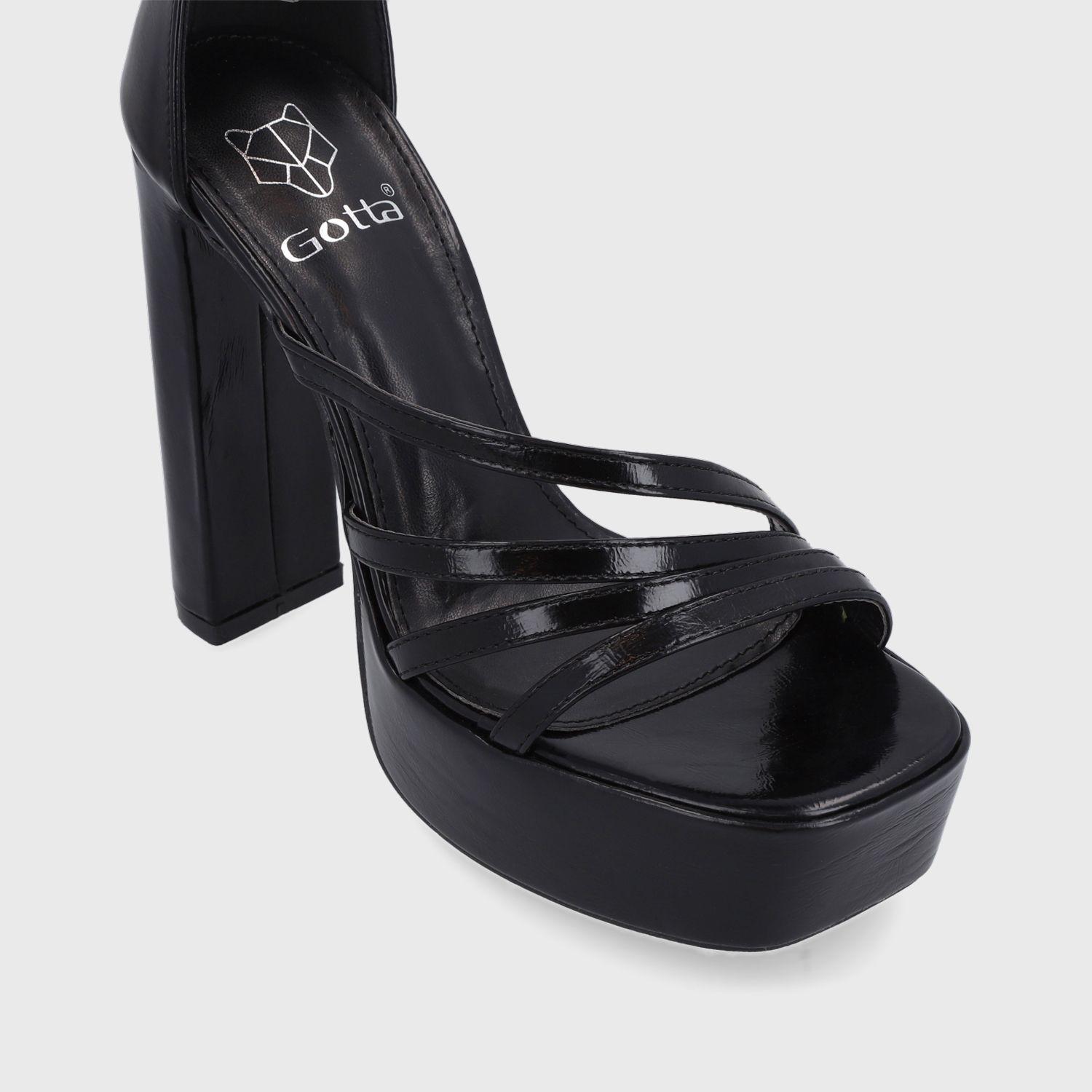 Sandalia Taco Charol Negra Mujer 35102 Gotta-5
