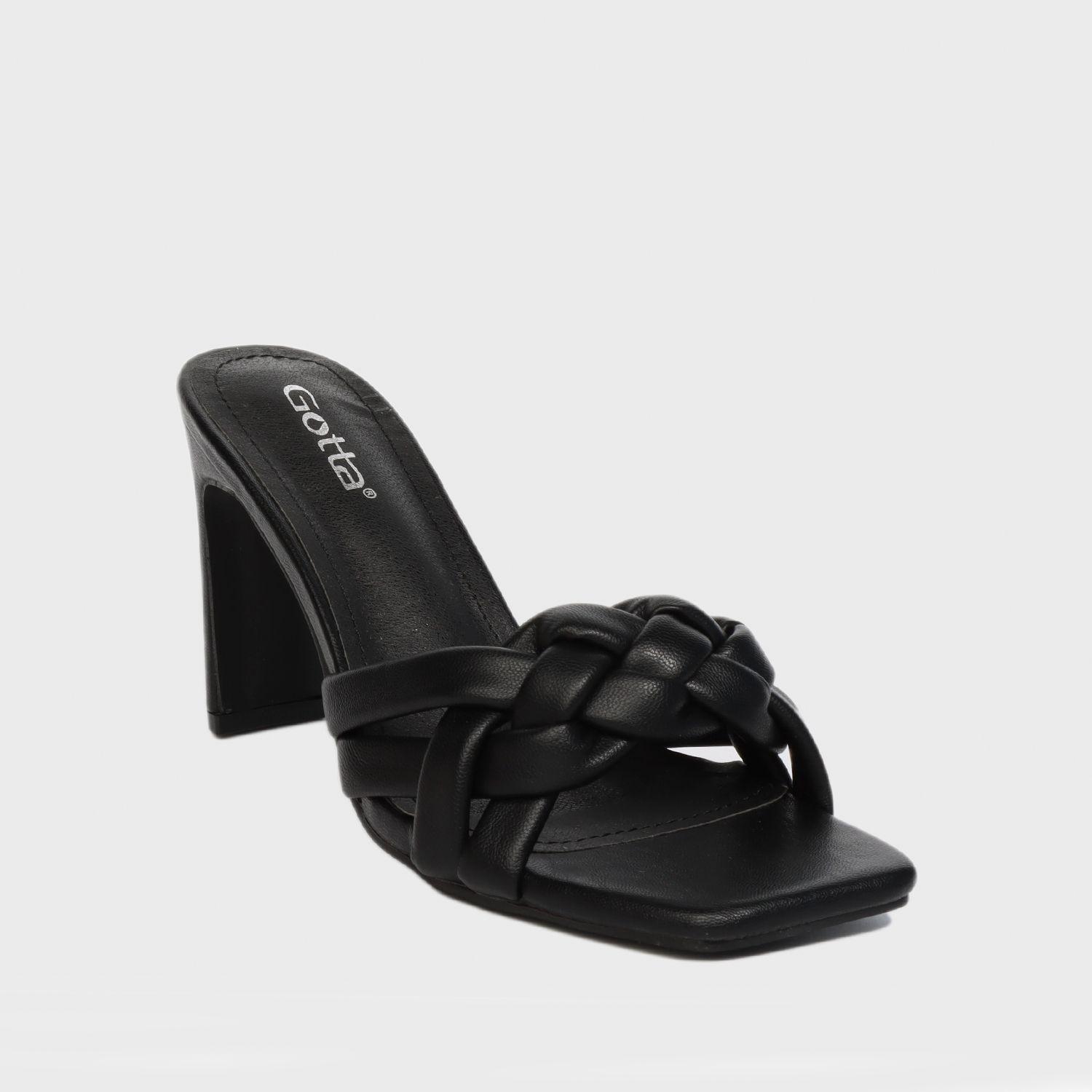Sandalia Taco Negra Mujer 25701 Gotta-1