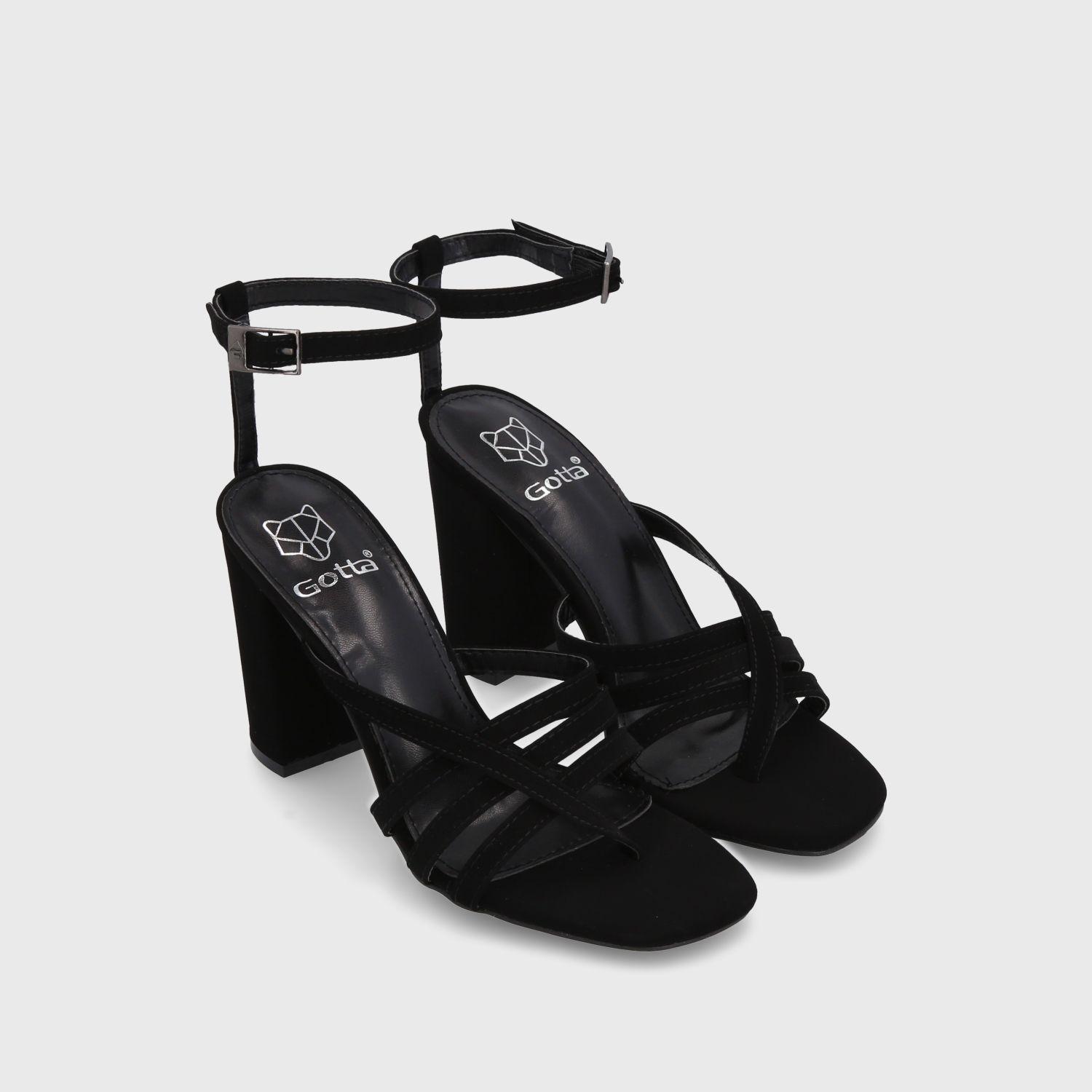 Sandalia Taco Negra Mujer 35122 Gotta-2