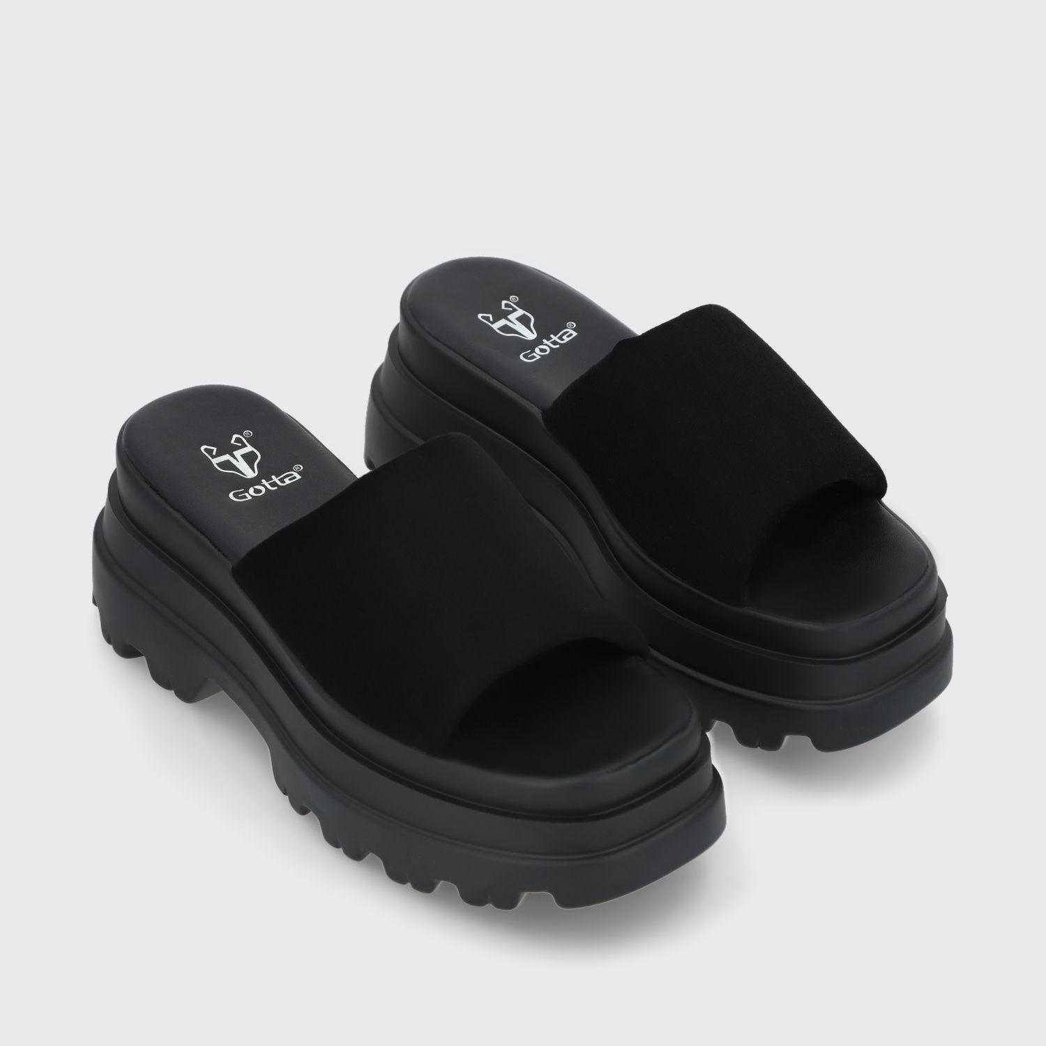 Sandalia Negra Plataforma Mujer 45731 Gotta-2